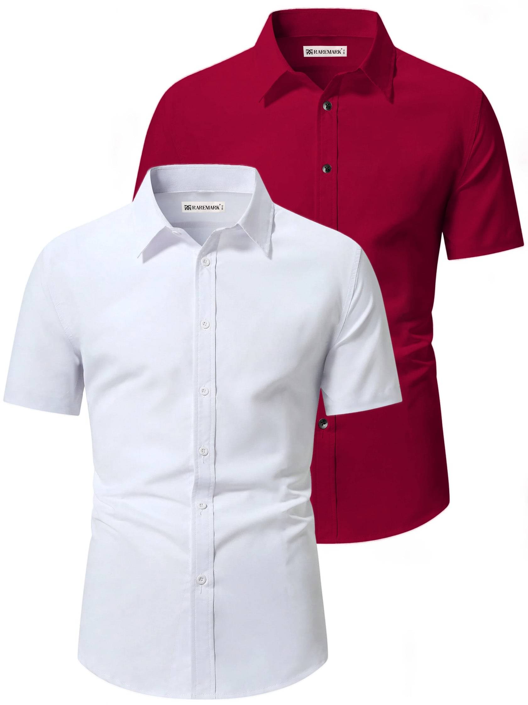 RAREMARK Cotton Blend Slim Fit Solids Half Sleeves Men's Casual Shirt - Maroon ( Pack of 2 ) RAREMARK Cotton Blend Slim Fit Solids Half Sleeves Men's Casual Shirt - Maroon ( Pack of 2 )