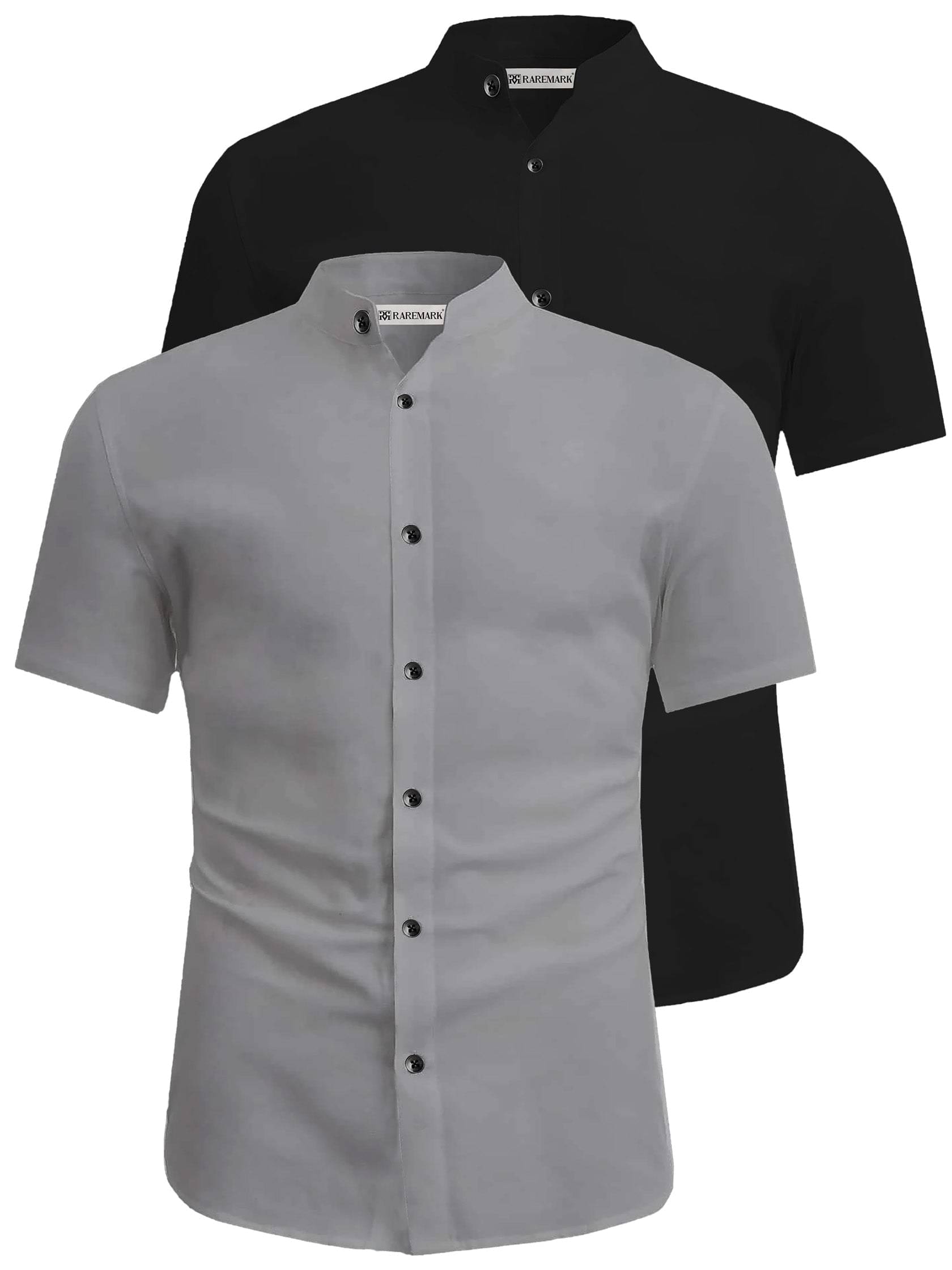     			RAREMARK Cotton Blend Slim Fit Solids Half Sleeves Men's Casual Shirt - Grey ( Pack of 2 )