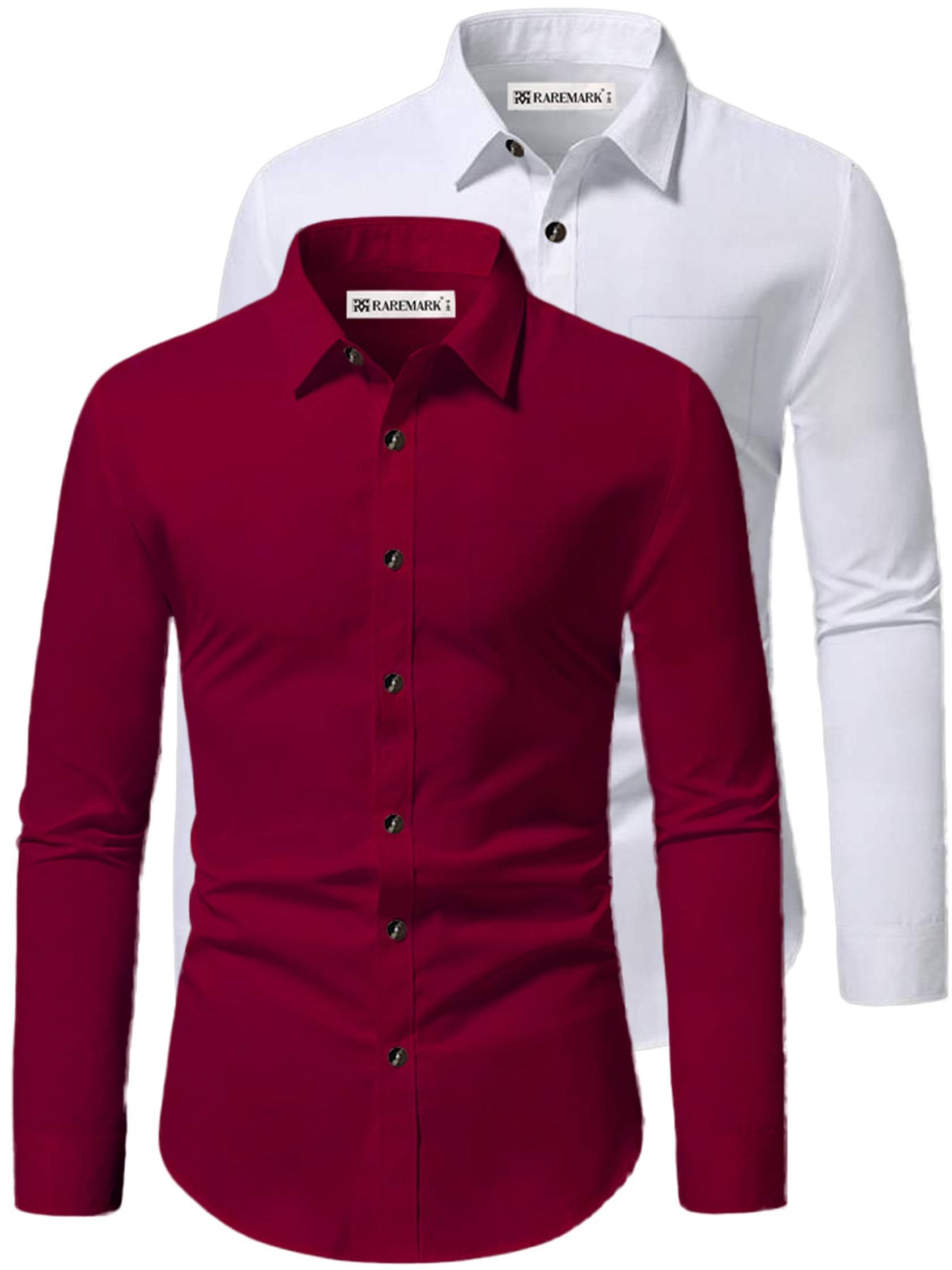     			RAREMARK Cotton Blend Slim Fit Solids Full Sleeves Men's Casual Shirt - Maroon ( Pack of 2 )
