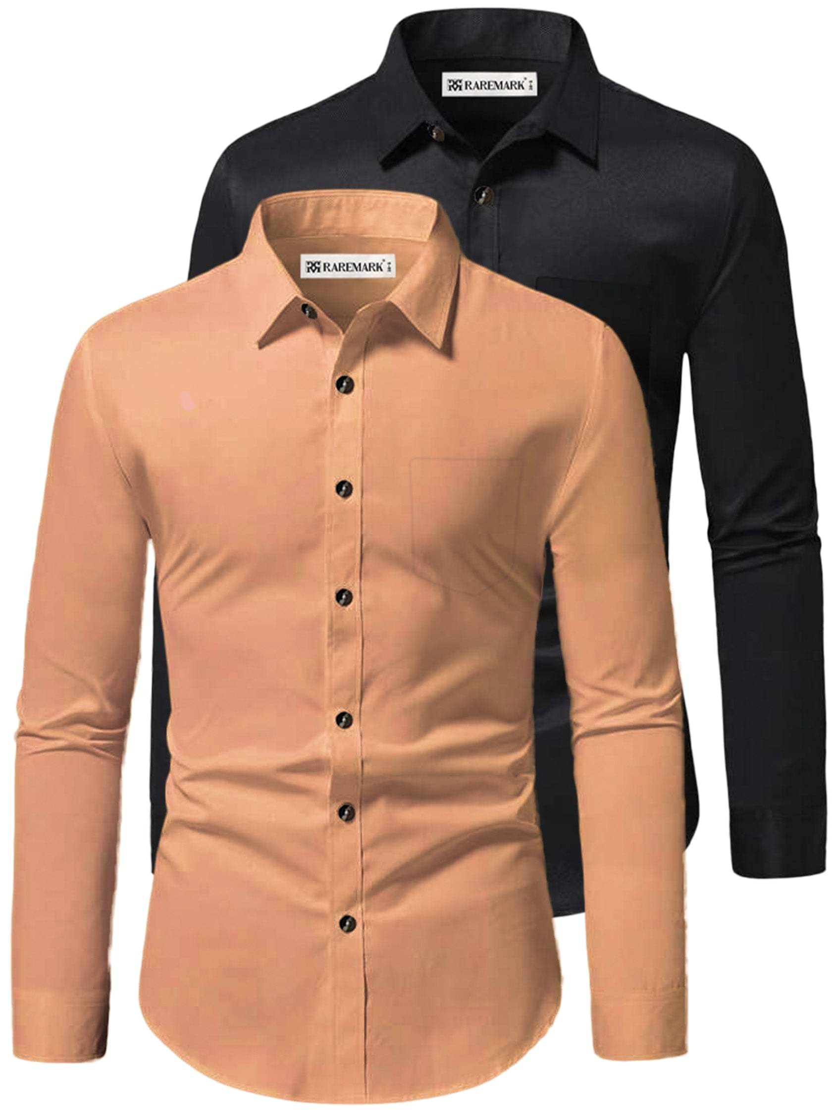 RAREMARK Cotton Blend Slim Fit Solids Full Sleeves Men's Casual Shirt - Orange ( Pack of 2 ) RAREMARK Cotton Blend Slim Fit Solids Full Sleeves Men's Casual Shirt - Orange ( Pack of 2 )