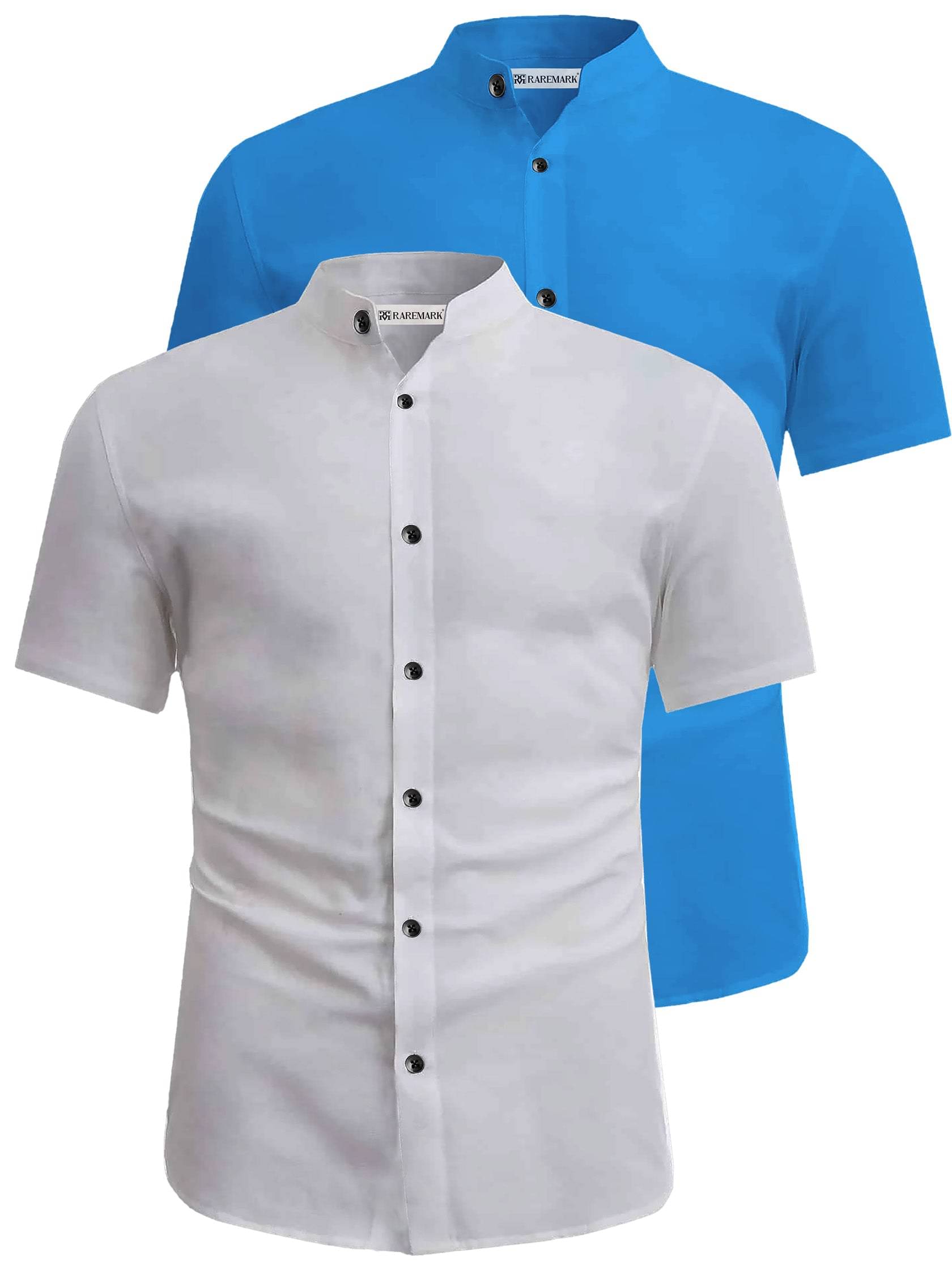RAREMARK Cotton Blend Slim Fit Solids Half Sleeves Men's Casual Shirt - Turquoise ( Pack of 2 ) RAREMARK Cotton Blend Slim Fit Solids Half Sleeves Men's Casual Shirt - Turquoise ( Pack of 2 )