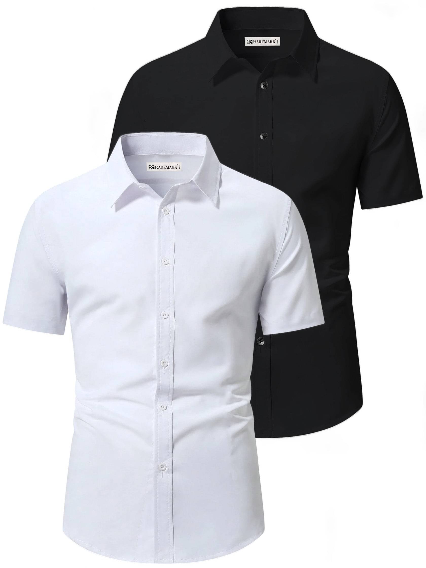     			RAREMARK Cotton Blend Slim Fit Solids Half Sleeves Men's Casual Shirt - Black ( Pack of 2 )