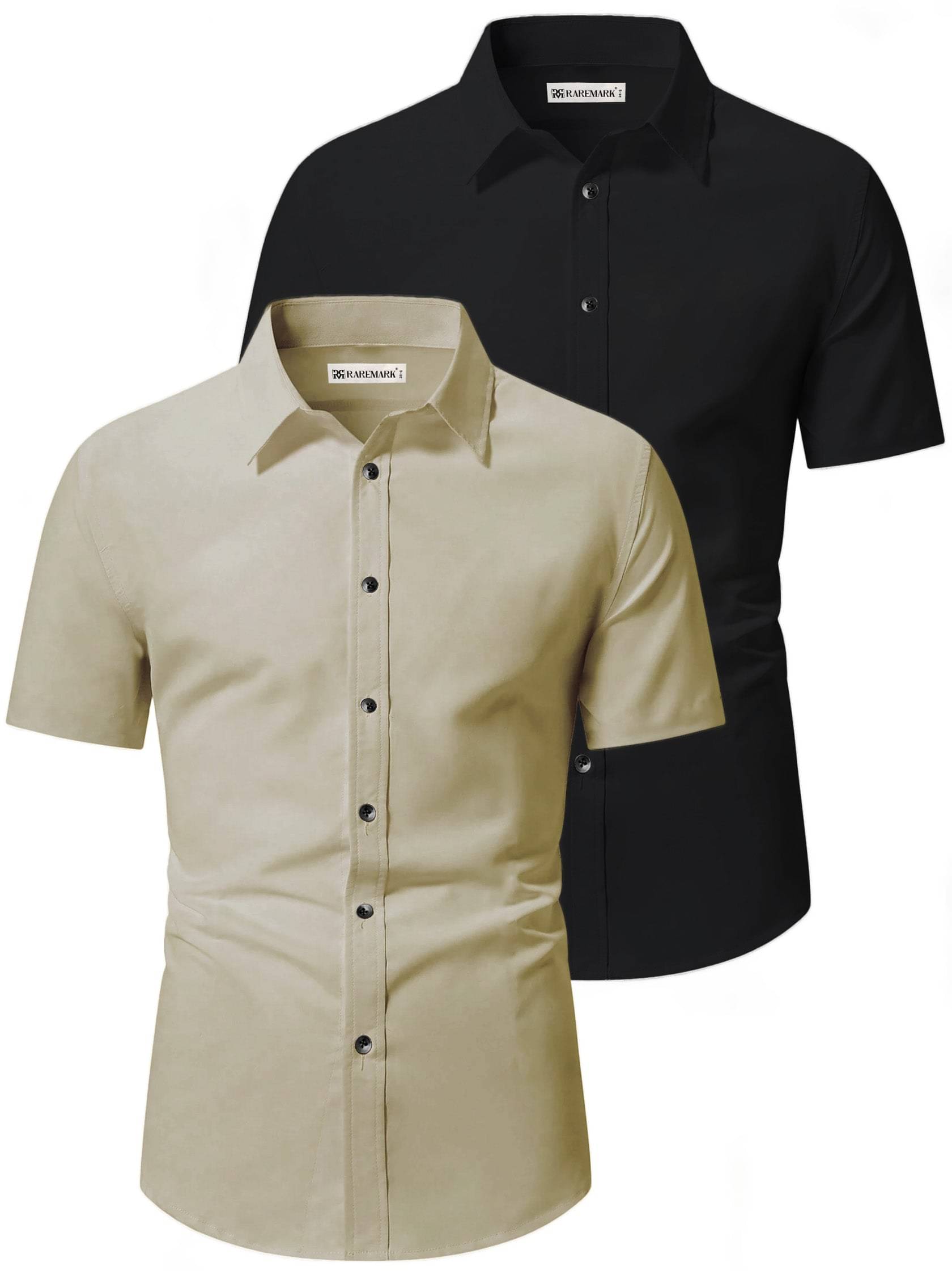     			RAREMARK Cotton Blend Slim Fit Solids Half Sleeves Men's Casual Shirt - Beige ( Pack of 2 )