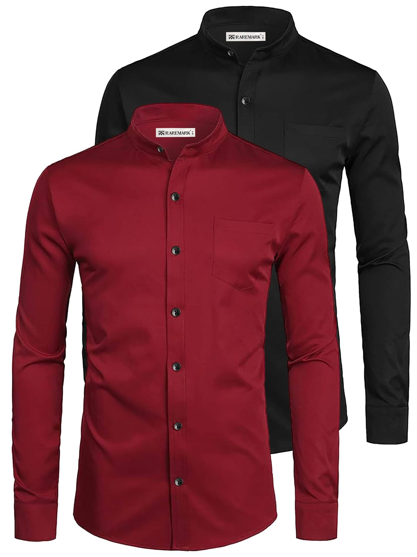     			RAREMARK Cotton Blend Slim Fit Solids Full Sleeves Men's Casual Shirt - Maroon ( Pack of 2 )
