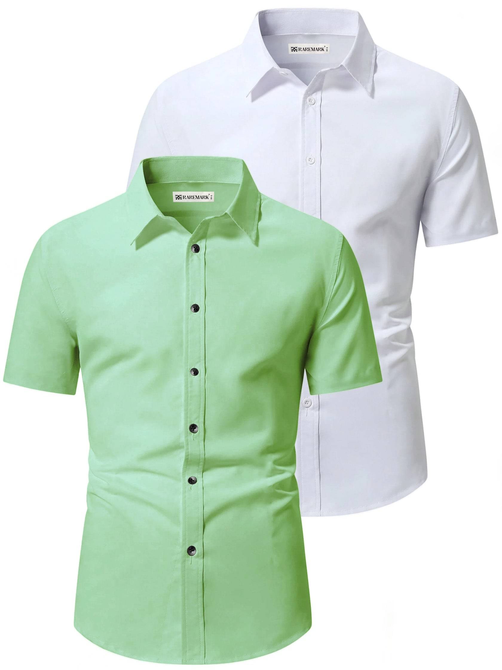     			RAREMARK Cotton Blend Slim Fit Solids Half Sleeves Men's Casual Shirt - Sea Green ( Pack of 2 )