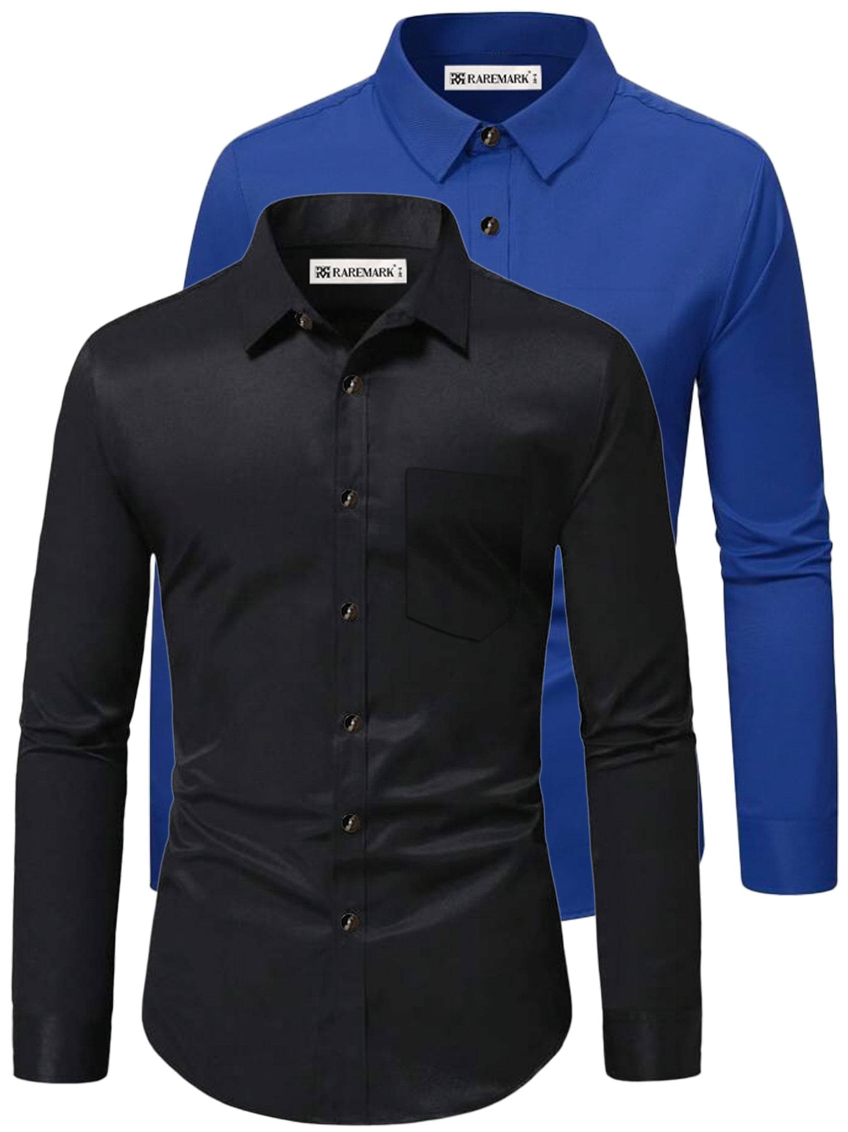 RAREMARK Cotton Blend Slim Fit Solids Full Sleeves Men's Casual Shirt - Dark Blue ( Pack of 2 ) RAREMARK Cotton Blend Slim Fit Solids Full Sleeves Men's Casual Shirt - Dark Blue ( Pack of 2 )