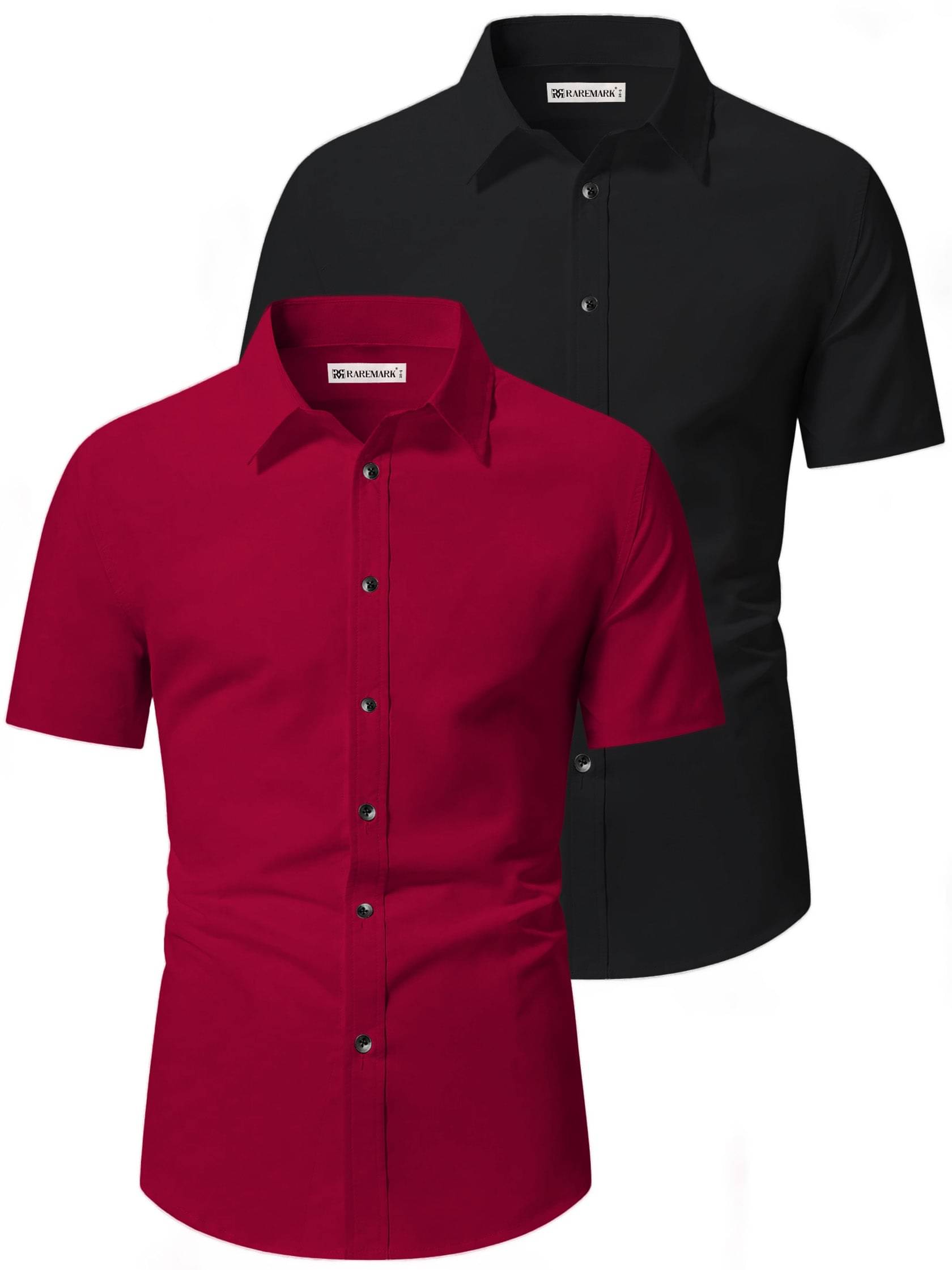     			RAREMARK Cotton Blend Slim Fit Solids Half Sleeves Men's Casual Shirt - Maroon ( Pack of 2 )