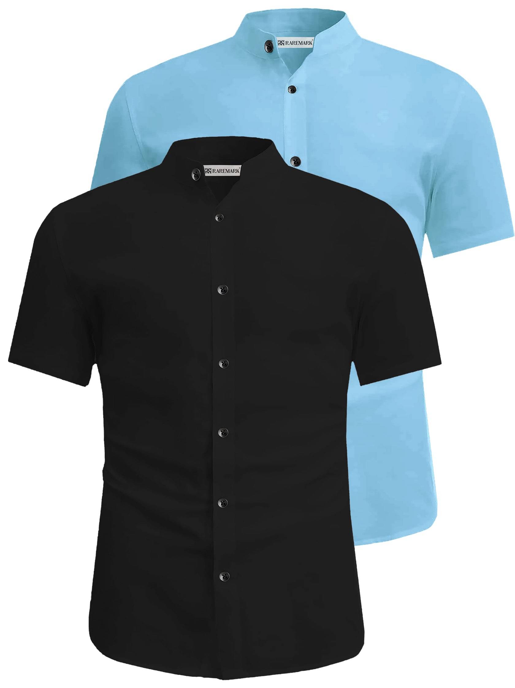     			RAREMARK Cotton Blend Slim Fit Solids Half Sleeves Men's Casual Shirt - Aqua Blue ( Pack of 2 )