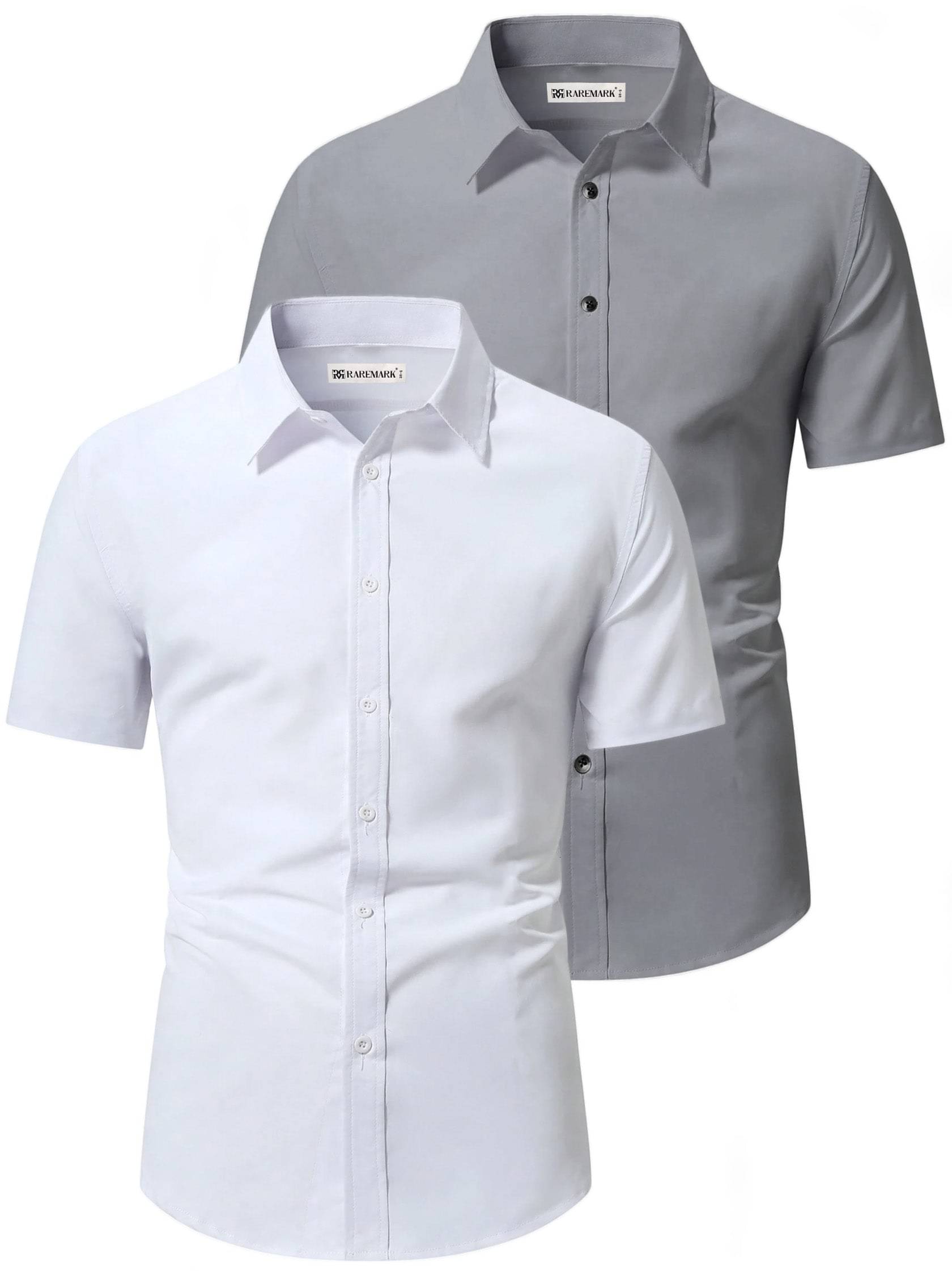 RAREMARK Cotton Blend Slim Fit Solids Half Sleeves Men's Casual Shirt - Grey ( Pack of 2 ) RAREMARK Cotton Blend Slim Fit Solids Half Sleeves Men's Casual Shirt - Grey ( Pack of 2 )
