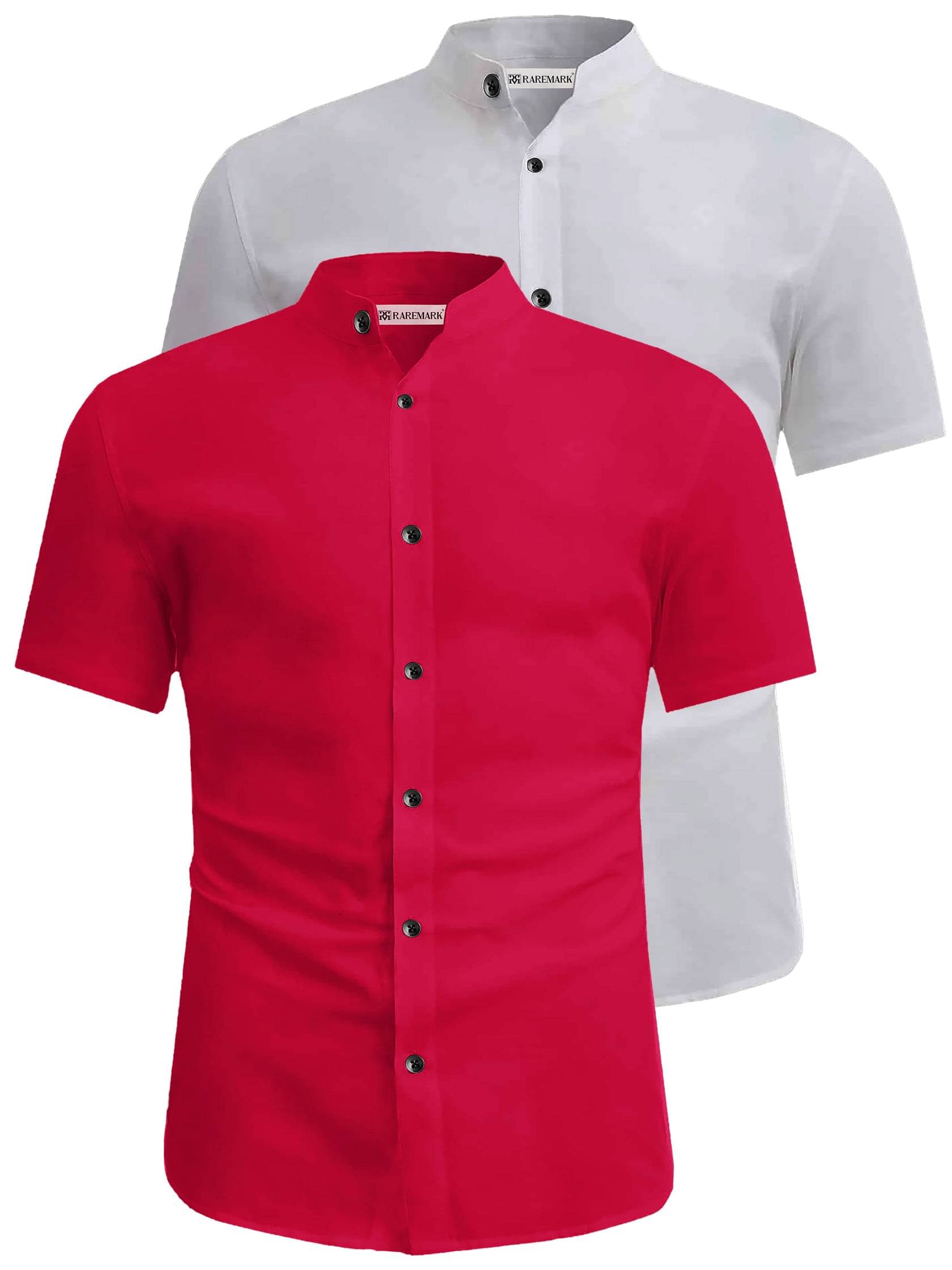 RAREMARK Cotton Blend Slim Fit Solids Half Sleeves Men's Casual Shirt - Red ( Pack of 2 ) RAREMARK Cotton Blend Slim Fit Solids Half Sleeves Men's Casual Shirt - Red ( Pack of 2 )