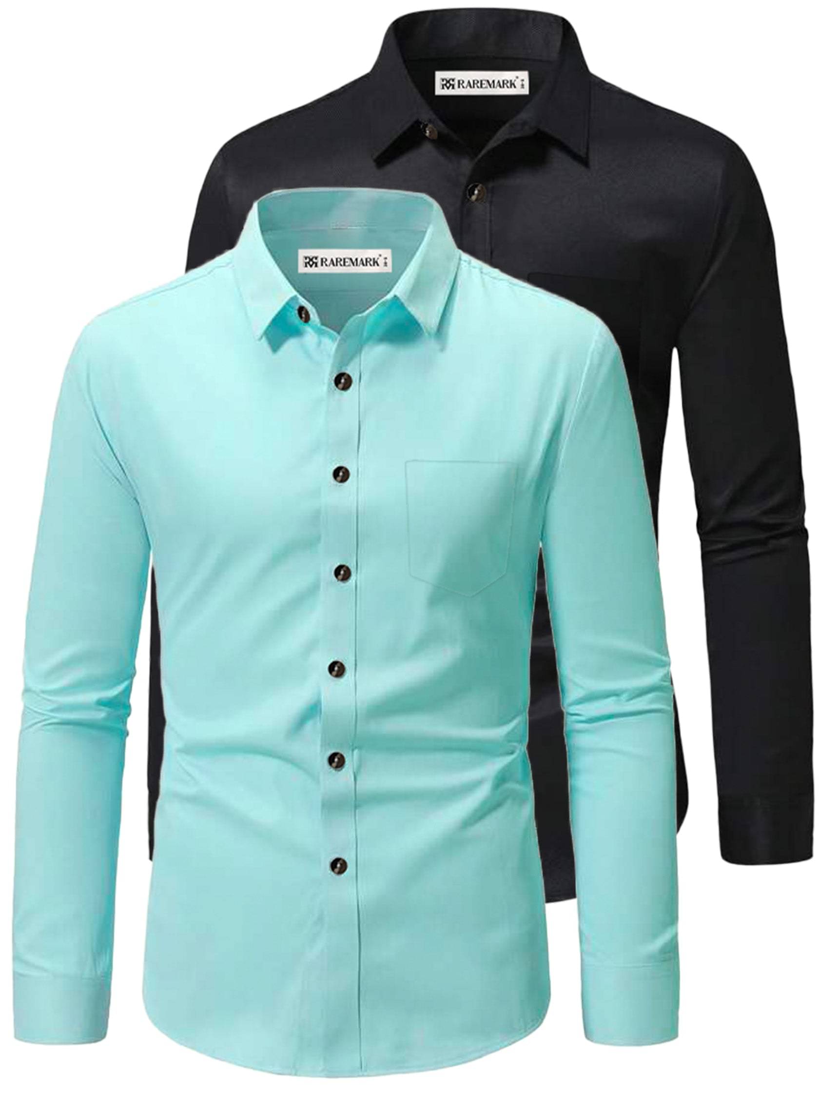 RAREMARK Cotton Blend Slim Fit Solids Full Sleeves Men's Casual Shirt - Aqua Blue ( Pack of 2 ) RAREMARK Cotton Blend Slim Fit Solids Full Sleeves Men's Casual Shirt - Aqua Blue ( Pack of 2 )
