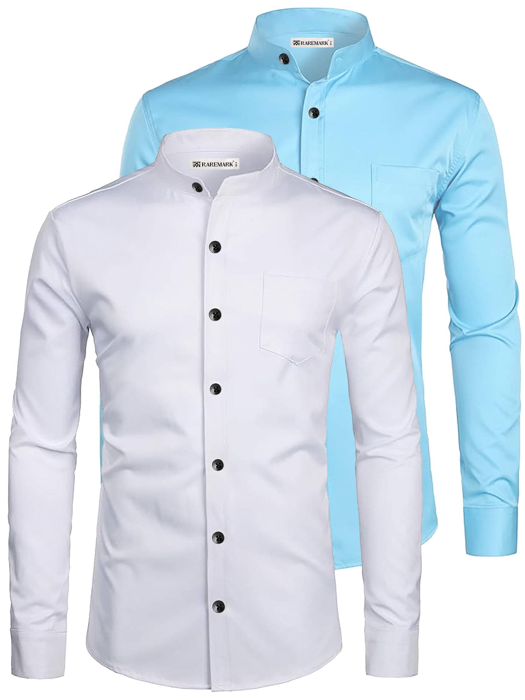     			RAREMARK Cotton Blend Slim Fit Solids Full Sleeves Men's Casual Shirt - Aqua Blue ( Pack of 2 )