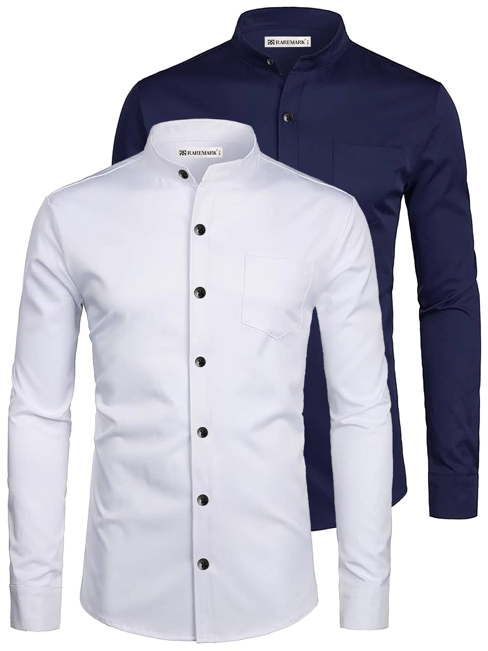     			RAREMARK Cotton Blend Slim Fit Solids Full Sleeves Men's Casual Shirt - Navy Blue ( Pack of 2 )