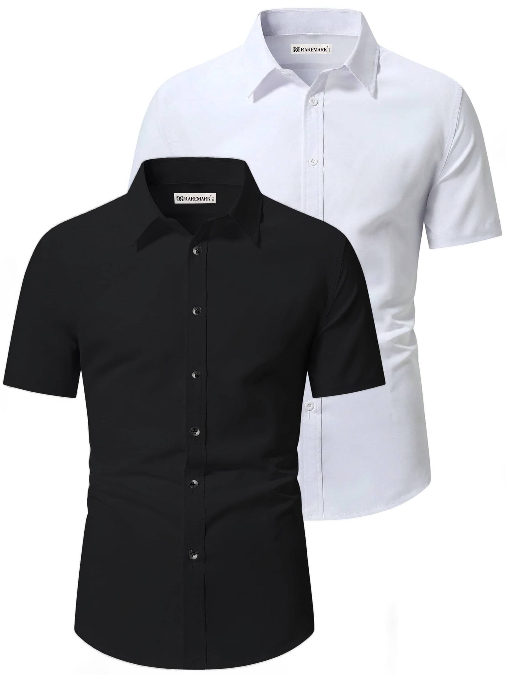     			RAREMARK Cotton Blend Slim Fit Solids Half Sleeves Men's Casual Shirt - Black ( Pack of 2 )