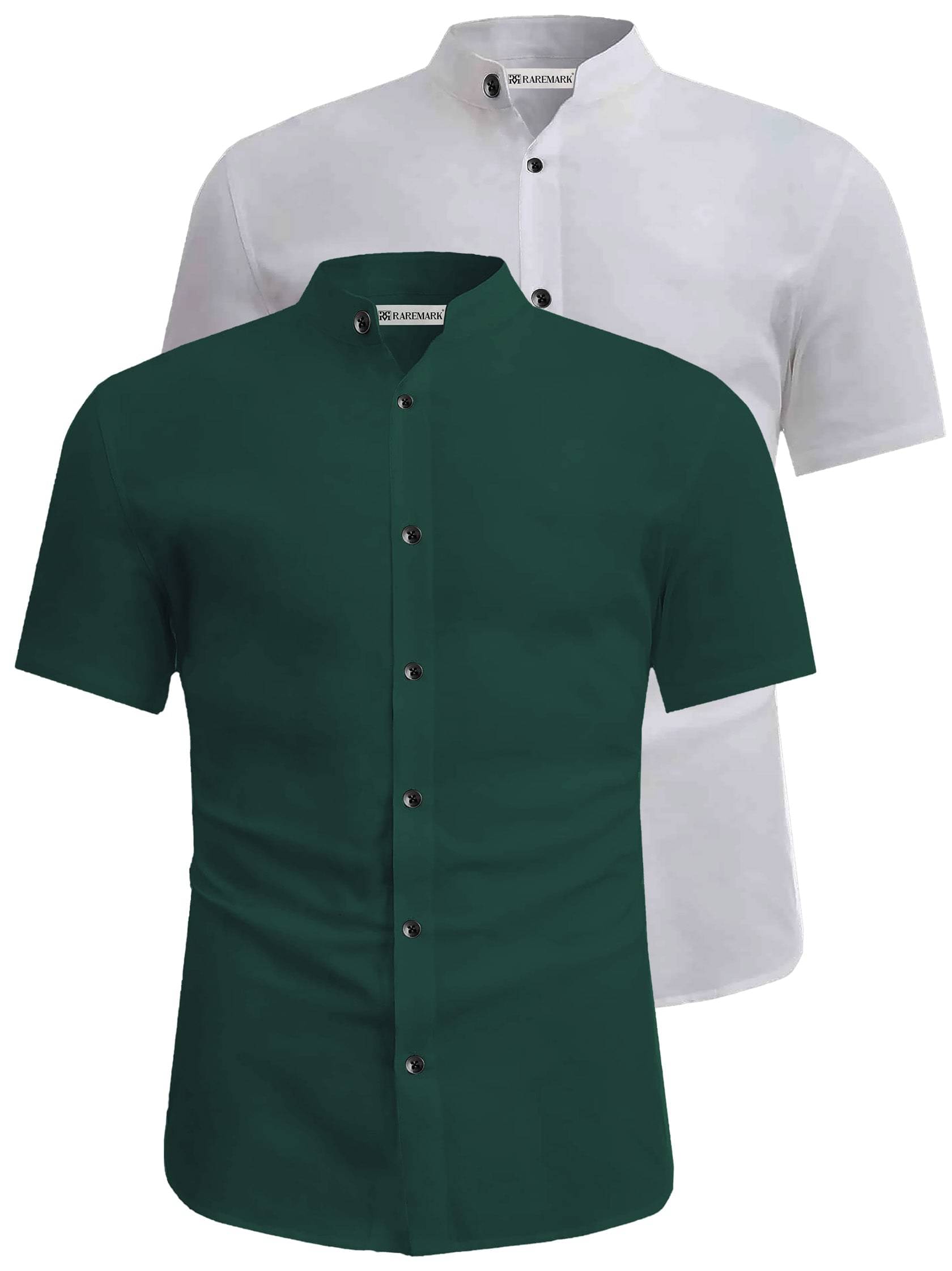 RAREMARK Cotton Blend Slim Fit Solids Half Sleeves Men's Casual Shirt - Green ( Pack of 2 ) RAREMARK Cotton Blend Slim Fit Solids Half Sleeves Men's Casual Shirt - Green ( Pack of 2 )