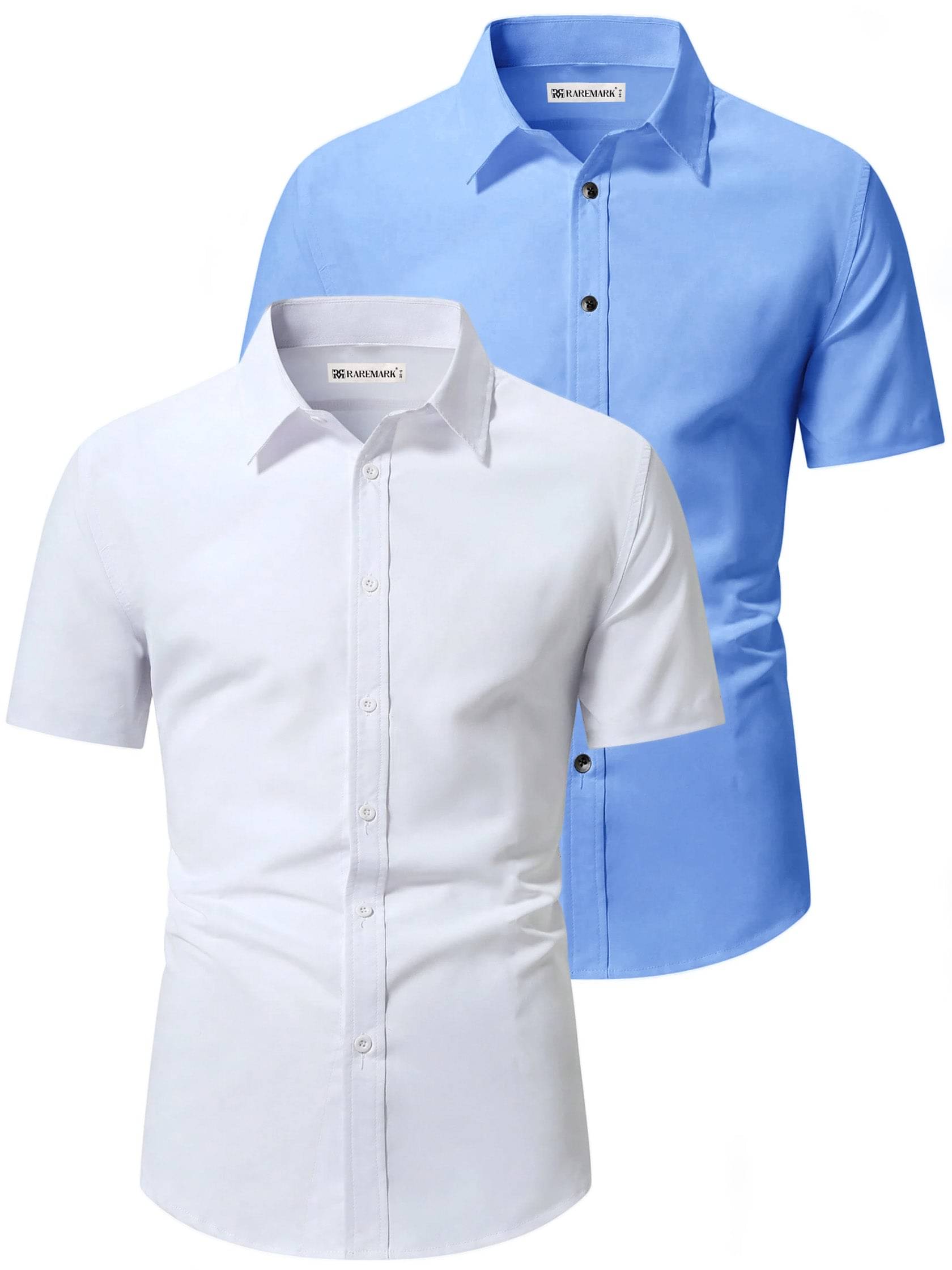    			RAREMARK Cotton Blend Slim Fit Solids Half Sleeves Men's Casual Shirt - Mint Green ( Pack of 2 )
