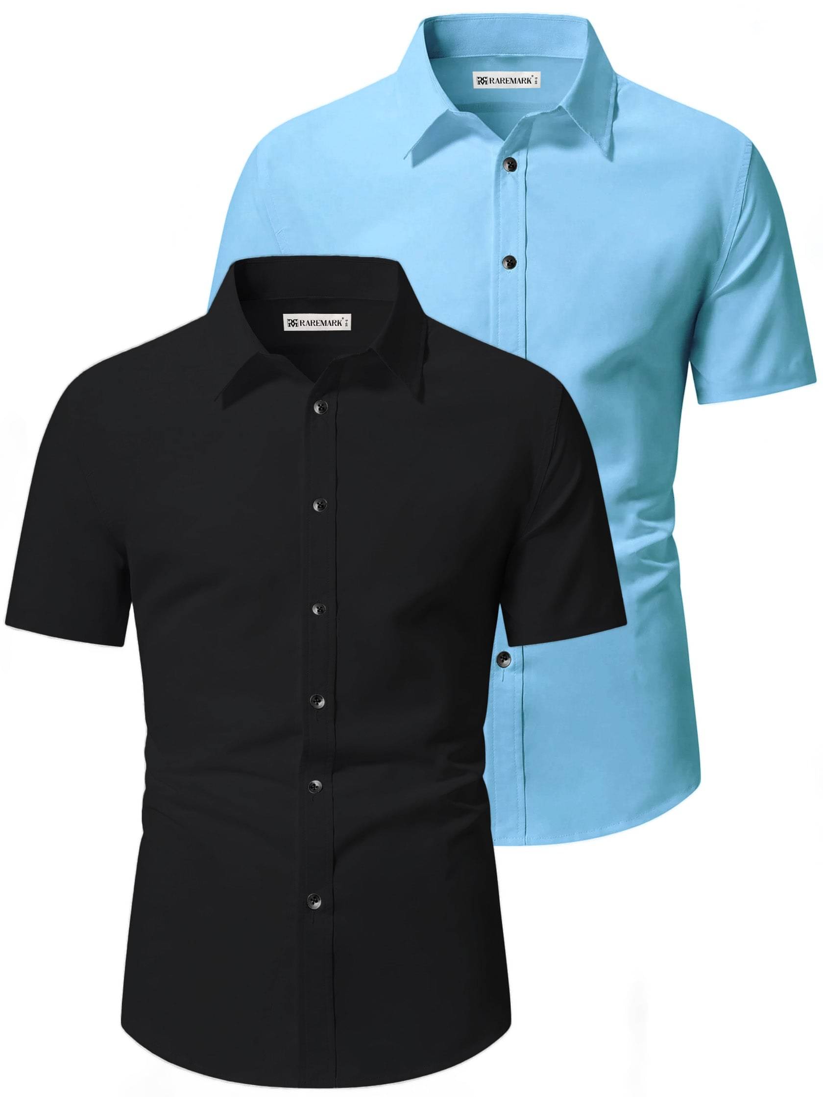 RAREMARK Cotton Blend Slim Fit Solids Half Sleeves Men's Casual Shirt - Aqua Blue ( Pack of 2 ) RAREMARK Cotton Blend Slim Fit Solids Half Sleeves Men's Casual Shirt - Aqua Blue ( Pack of 2 )