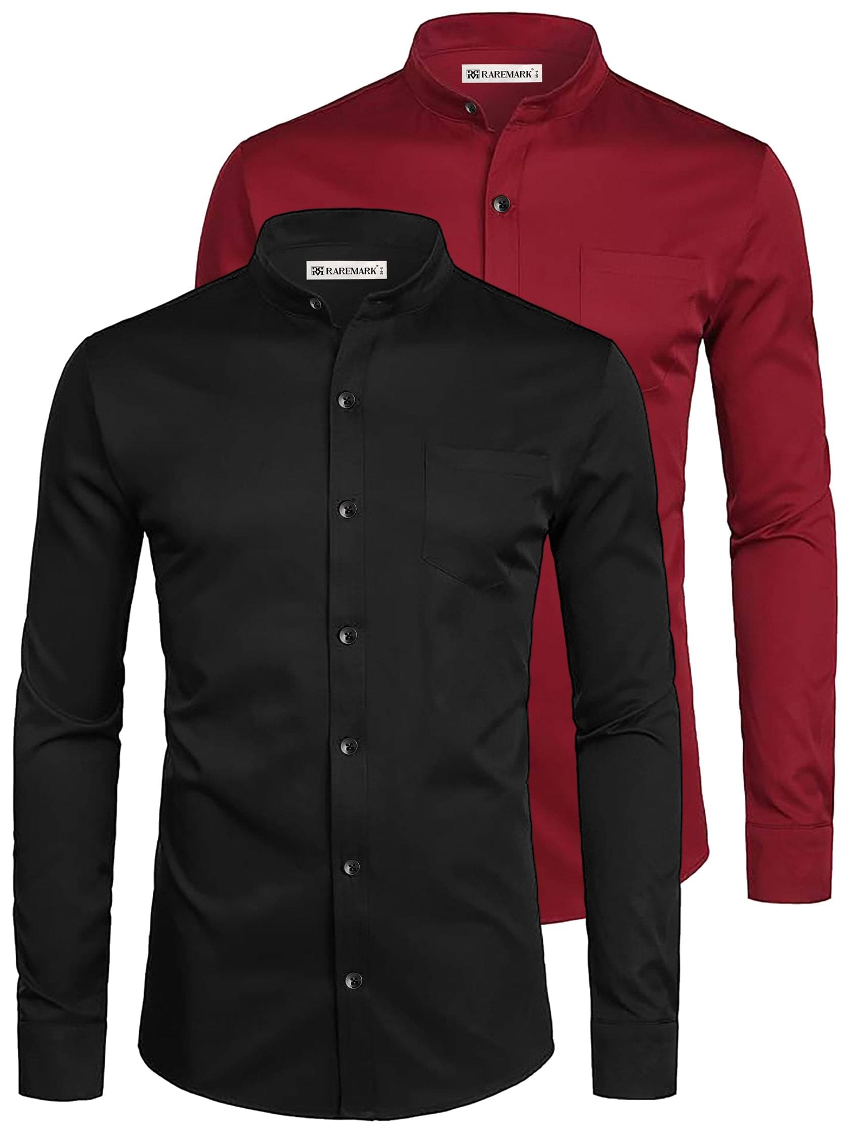     			RAREMARK Cotton Blend Slim Fit Solids Full Sleeves Men's Casual Shirt - Maroon ( Pack of 2 )
