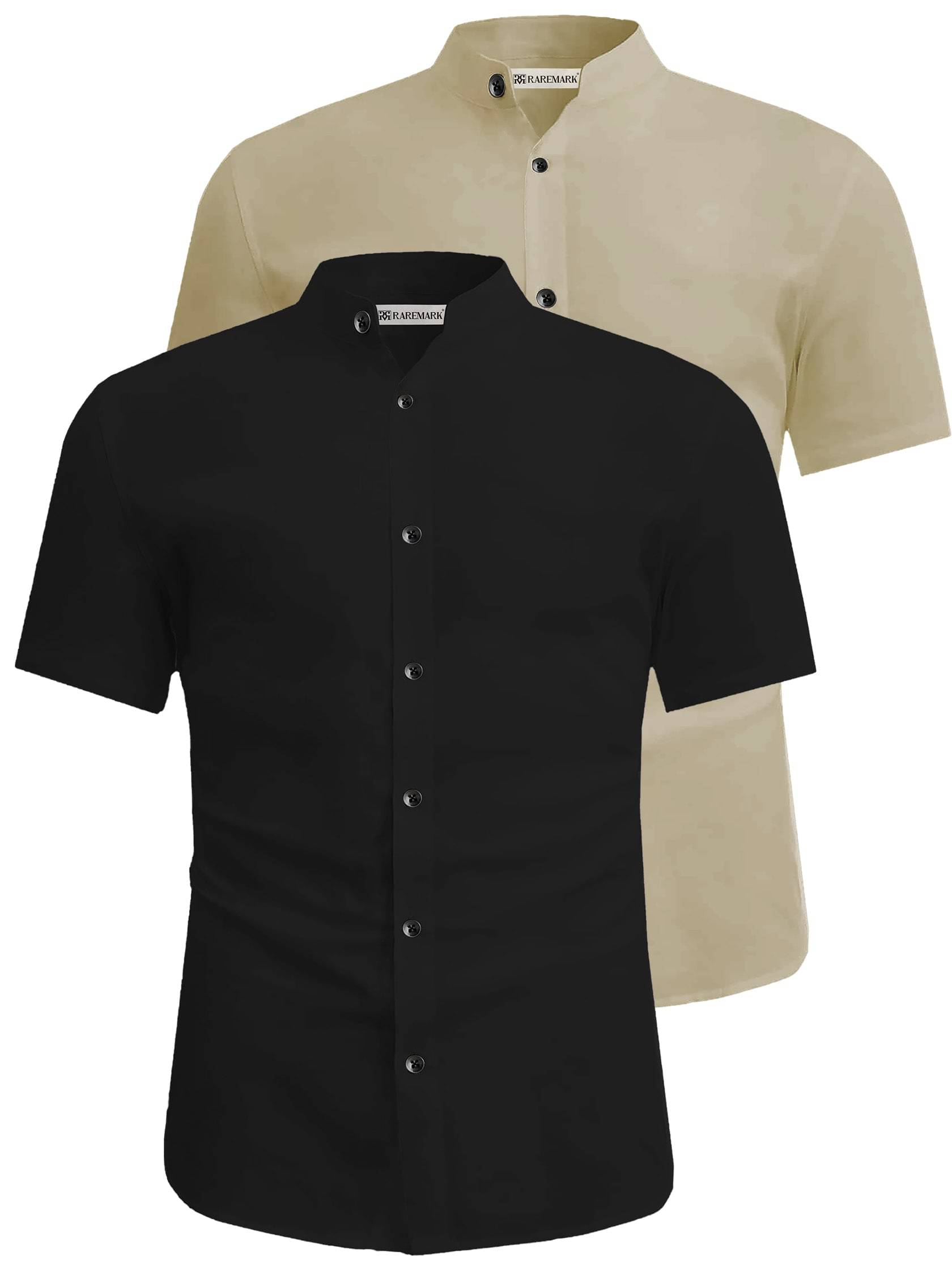     			RAREMARK Cotton Blend Slim Fit Solids Half Sleeves Men's Casual Shirt - Beige ( Pack of 2 )