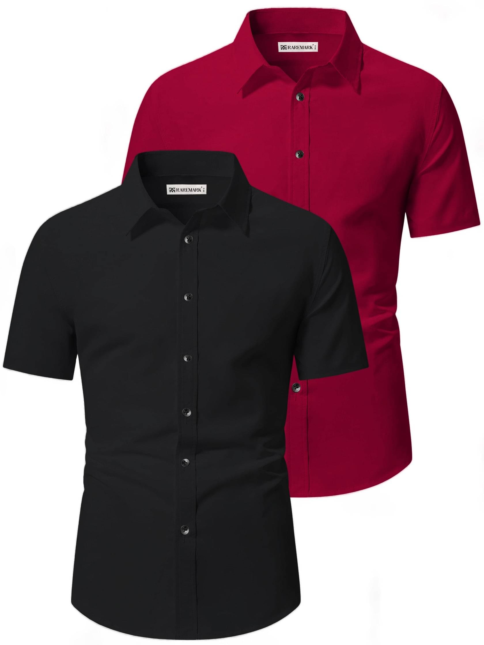 RAREMARK Cotton Blend Slim Fit Solids Half Sleeves Men's Casual Shirt - Maroon ( Pack of 2 ) RAREMARK Cotton Blend Slim Fit Solids Half Sleeves Men's Casual Shirt - Maroon ( Pack of 2 )