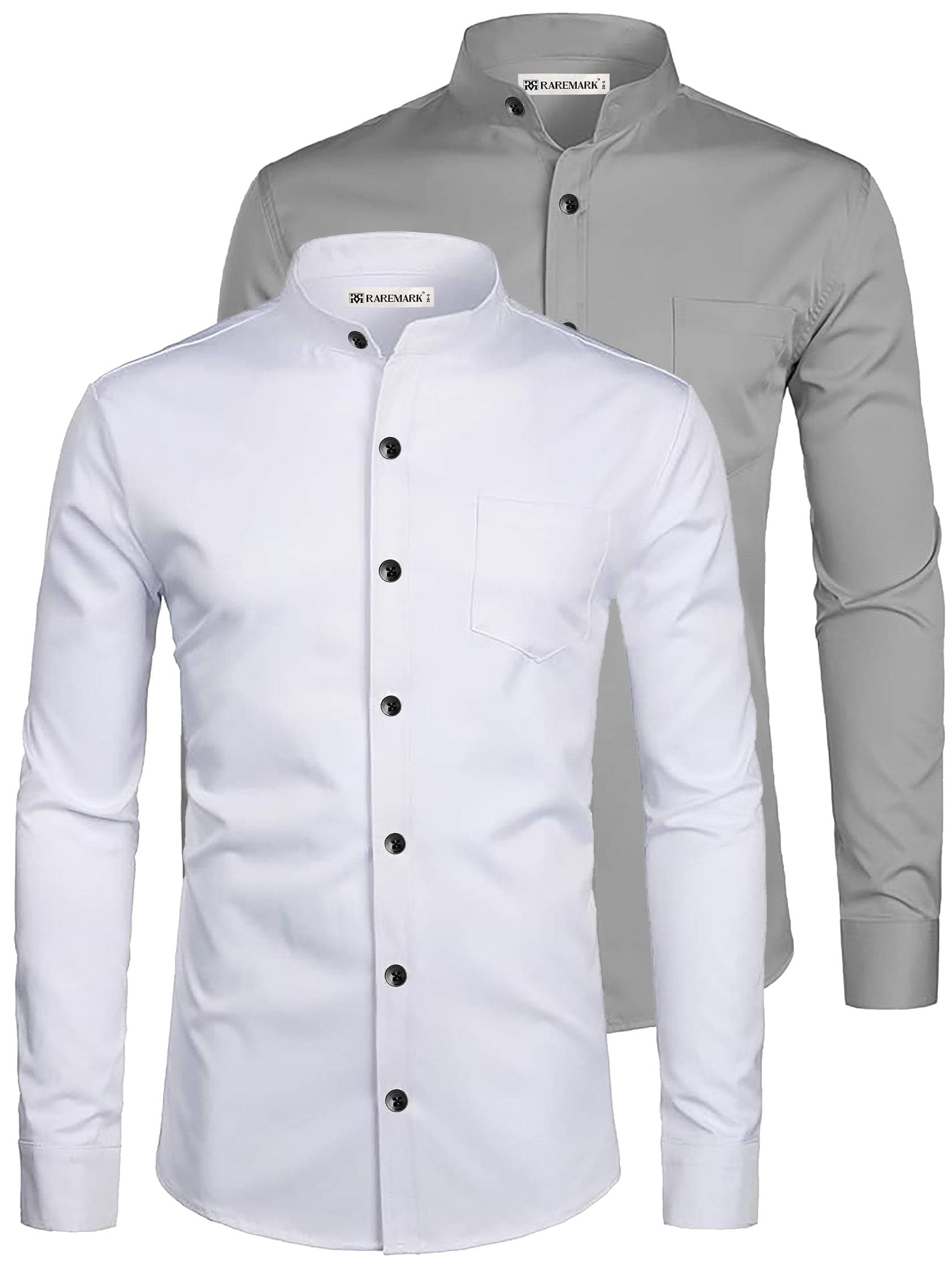     			RAREMARK Cotton Blend Slim Fit Solids Full Sleeves Men's Casual Shirt - Grey ( Pack of 2 )