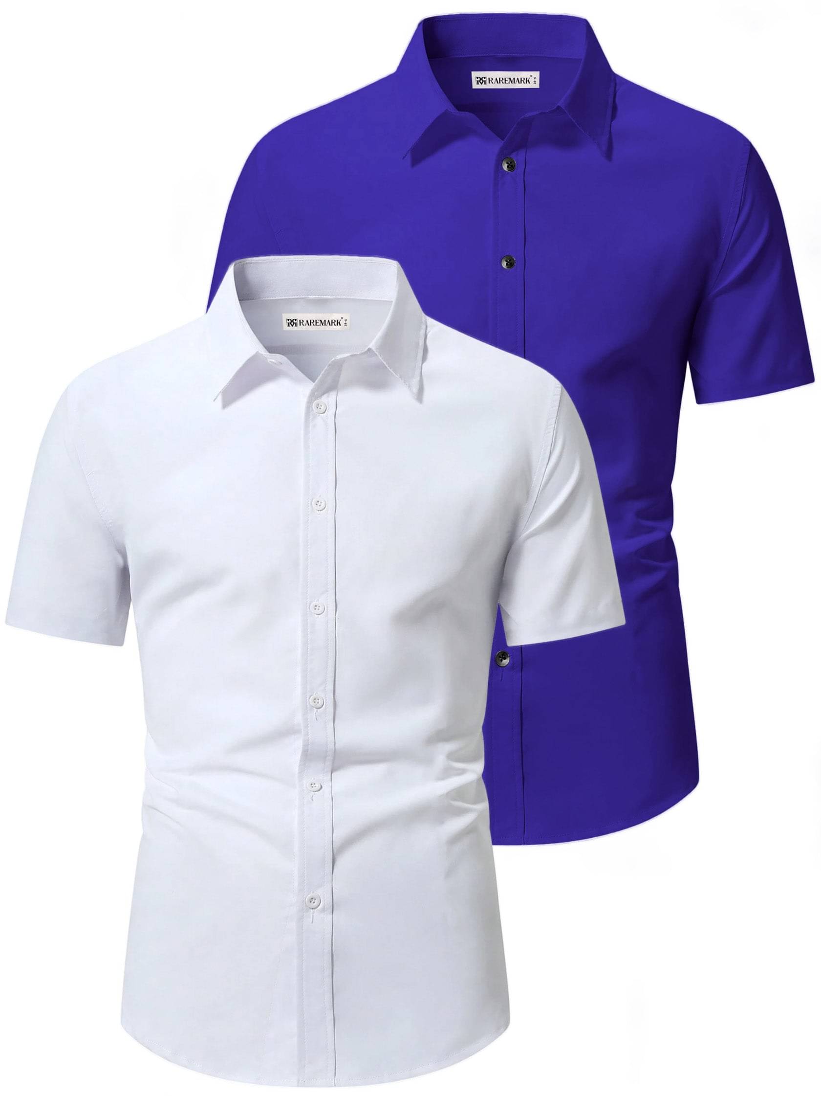 RAREMARK Cotton Blend Slim Fit Solids Half Sleeves Men's Casual Shirt - Dark Blue ( Pack of 2 ) RAREMARK Cotton Blend Slim Fit Solids Half Sleeves Men's Casual Shirt - Dark Blue ( Pack of 2 )
