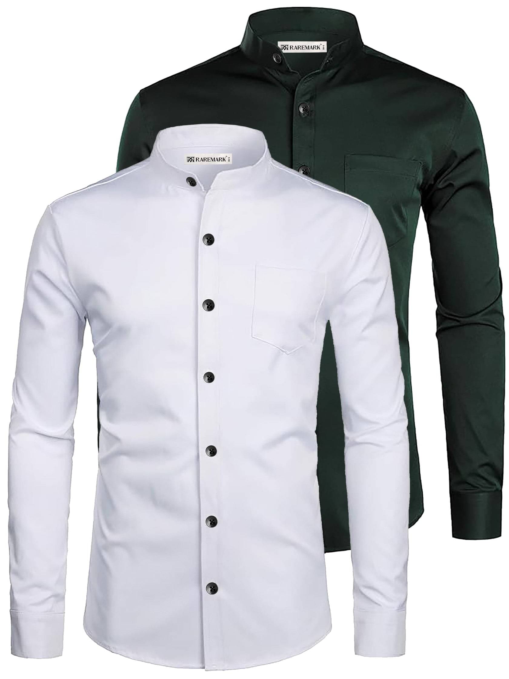     			RAREMARK Cotton Blend Slim Fit Solids Full Sleeves Men's Casual Shirt - Green ( Pack of 2 )