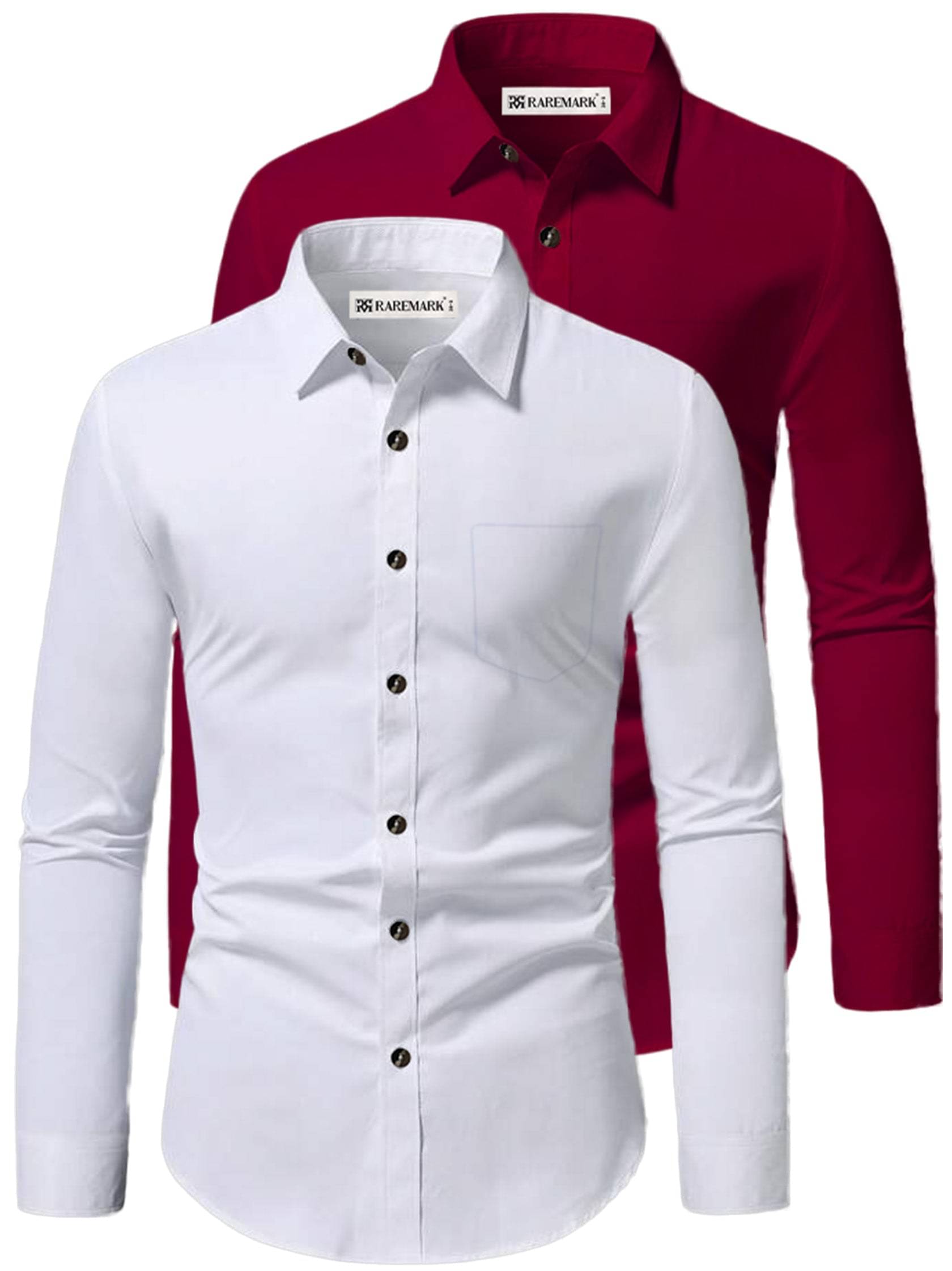 RAREMARK Cotton Blend Slim Fit Solids Full Sleeves Men's Casual Shirt - Maroon ( Pack of 2 ) RAREMARK Cotton Blend Slim Fit Solids Full Sleeves Men's Casual Shirt - Maroon ( Pack of 2 )