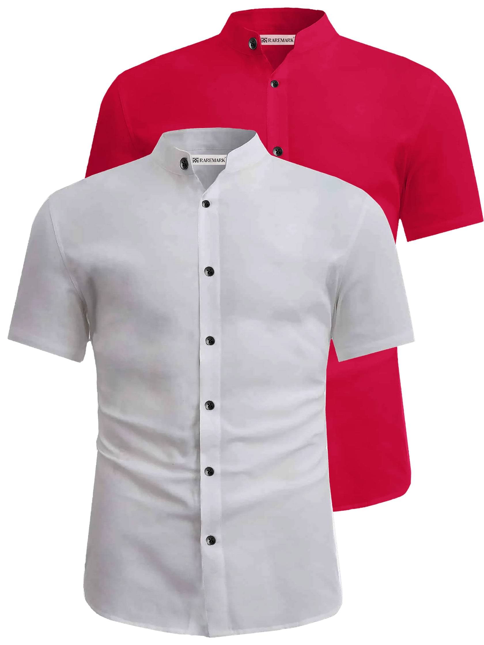 RAREMARK Cotton Blend Slim Fit Solids Half Sleeves Men's Casual Shirt - Red ( Pack of 2 ) RAREMARK Cotton Blend Slim Fit Solids Half Sleeves Men's Casual Shirt - Red ( Pack of 2 )