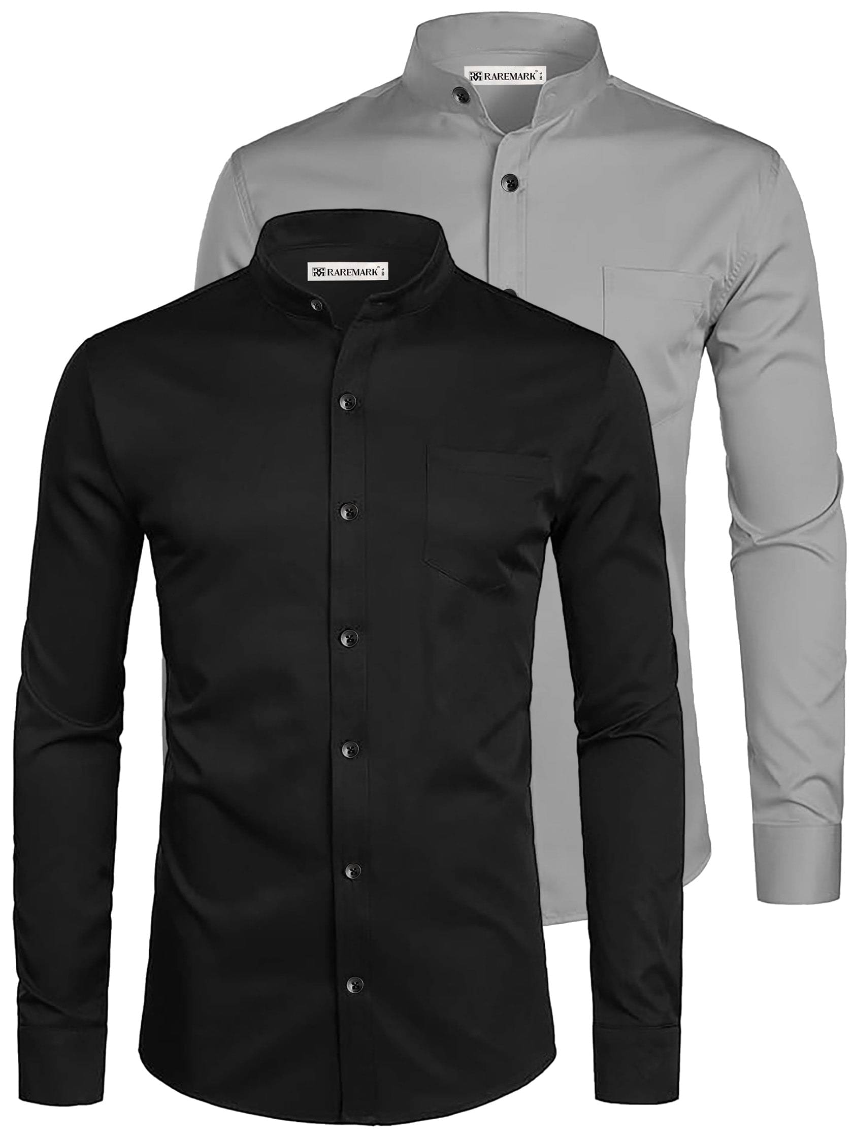     			RAREMARK Cotton Blend Slim Fit Solids Full Sleeves Men's Casual Shirt - Grey ( Pack of 2 )