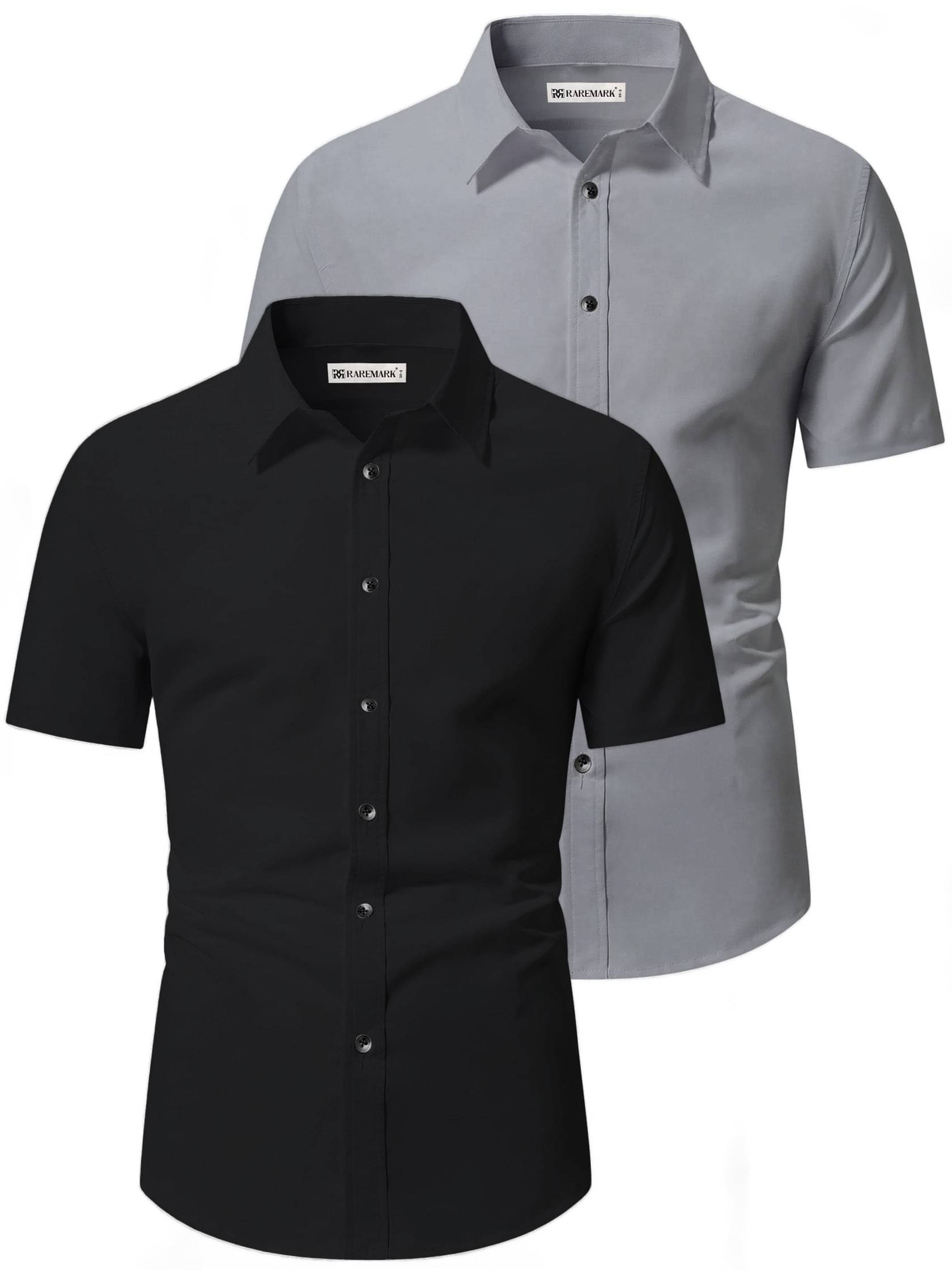 RAREMARK Cotton Blend Slim Fit Solids Half Sleeves Men's Casual Shirt - Grey ( Pack of 2 ) RAREMARK Cotton Blend Slim Fit Solids Half Sleeves Men's Casual Shirt - Grey ( Pack of 2 )