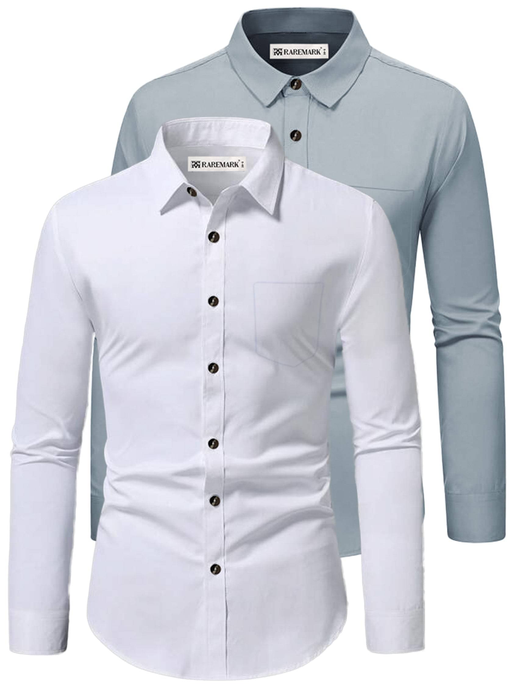     			RAREMARK Cotton Blend Slim Fit Solids Full Sleeves Men's Casual Shirt - Grey ( Pack of 2 )