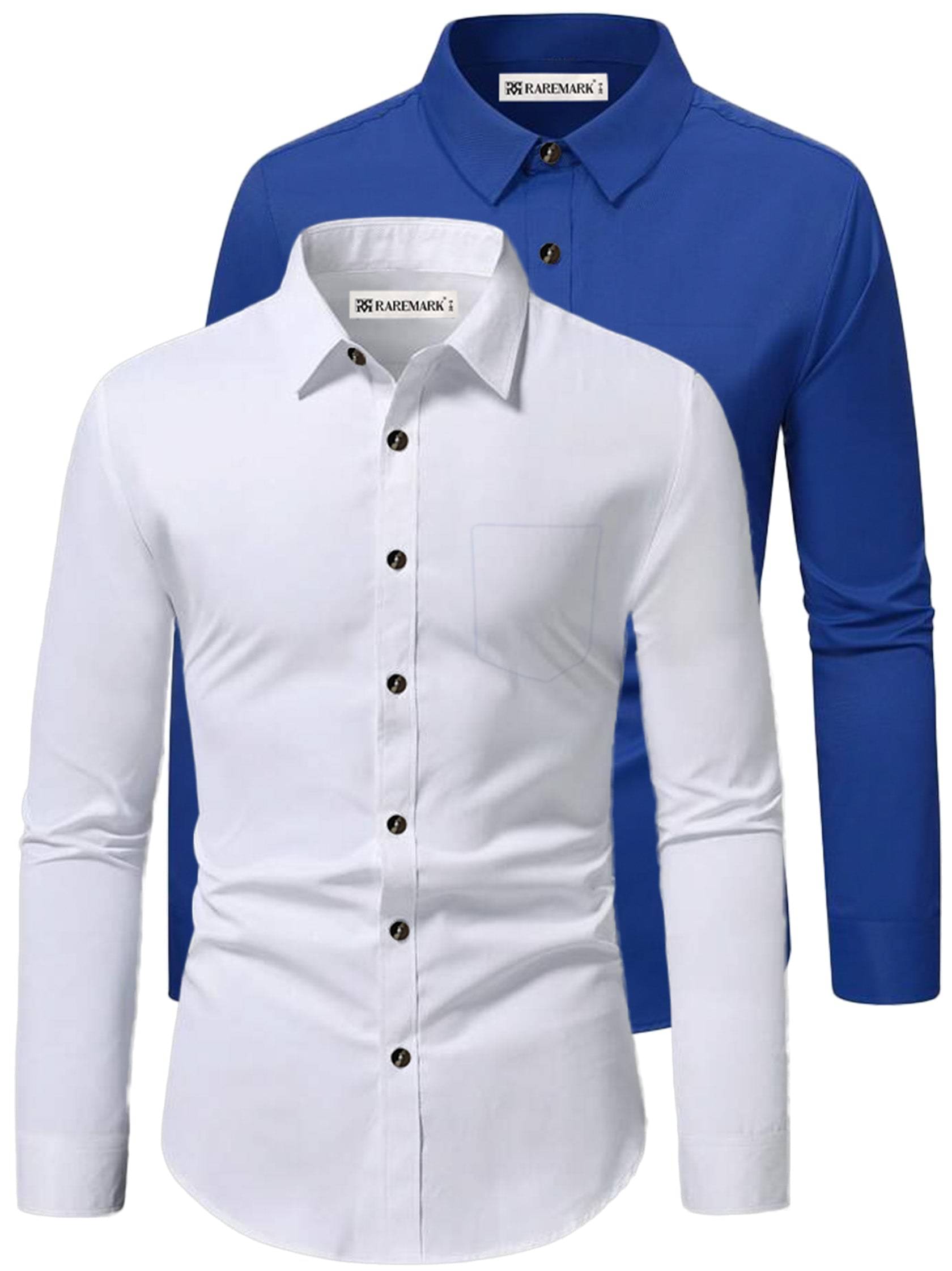 RAREMARK Cotton Blend Slim Fit Solids Full Sleeves Men's Casual Shirt - Dark Blue ( Pack of 2 ) RAREMARK Cotton Blend Slim Fit Solids Full Sleeves Men's Casual Shirt - Dark Blue ( Pack of 2 )