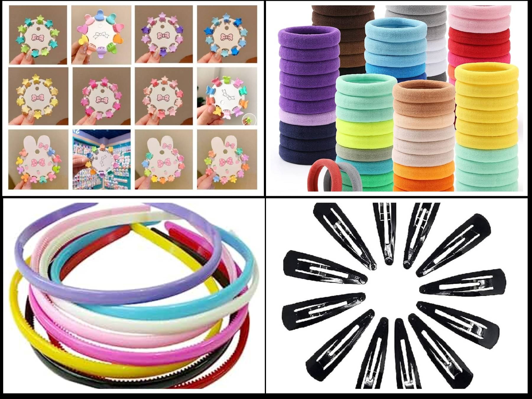 30 Pieces Hair Accessories Combo – Mini Hair Clutchers | Shiny Hair Bands | Elastic Rubber Hair Bands | Tic Tac Black Hair Clips (Random Design & Color) 30 Pieces Hair Accessories Combo – Mini Hair Clutchers | Shiny Hair Bands | Elastic Rubber Hair Bands | Tic Tac Black Hair Clips (Random Design & Color)