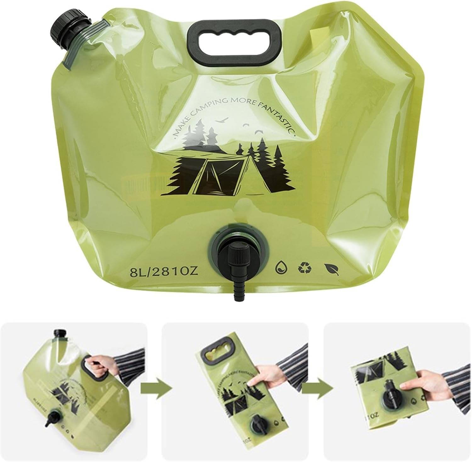     			8 Liter Folding Water Storage Bag Pouch for Cycling, Picnic, Outdoor Camping, Road Trip, Traveling Water Carrier Supplies Bag and Container 8L Drinking Water Container Tank (Multicolour)