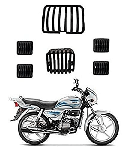     			Aksmit (Black, Set of 6) Plastic Combo Headlight Grill Indicator Tail Light All Parts Accessories Modified for Hero Splendor Pro Plus Bike Headlight Grill Covers