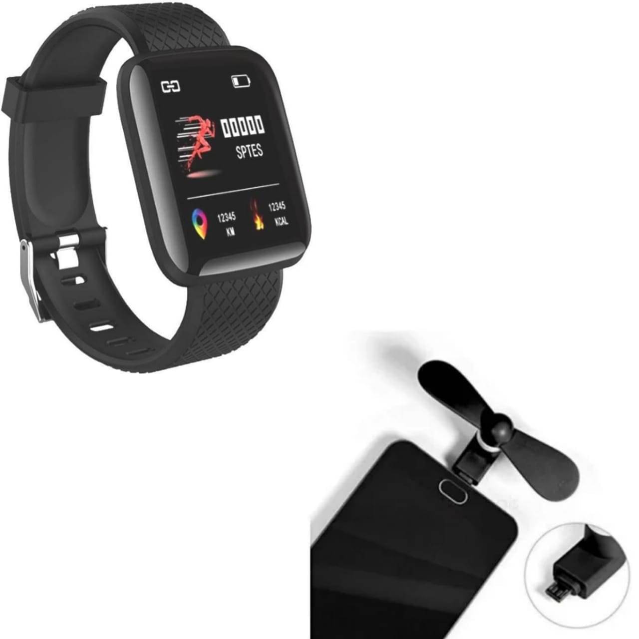     			Avya Mini Portable USB OTG Mobile Fan and ID116 Plus Smart Bracelet