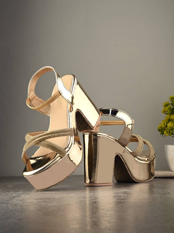     			BIZZARO Gold Women's Sandal Heels