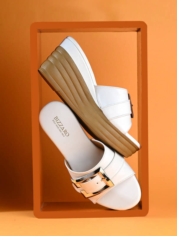     			BIZZARO White Women's Flats