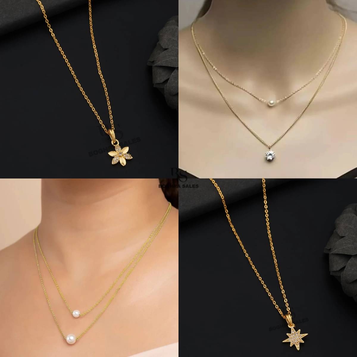 BOGHRA SALES Gold Pendant set ( Pack of 4 )     			BOGHRA SALES Gold Pendant set ( Pack of 4 )