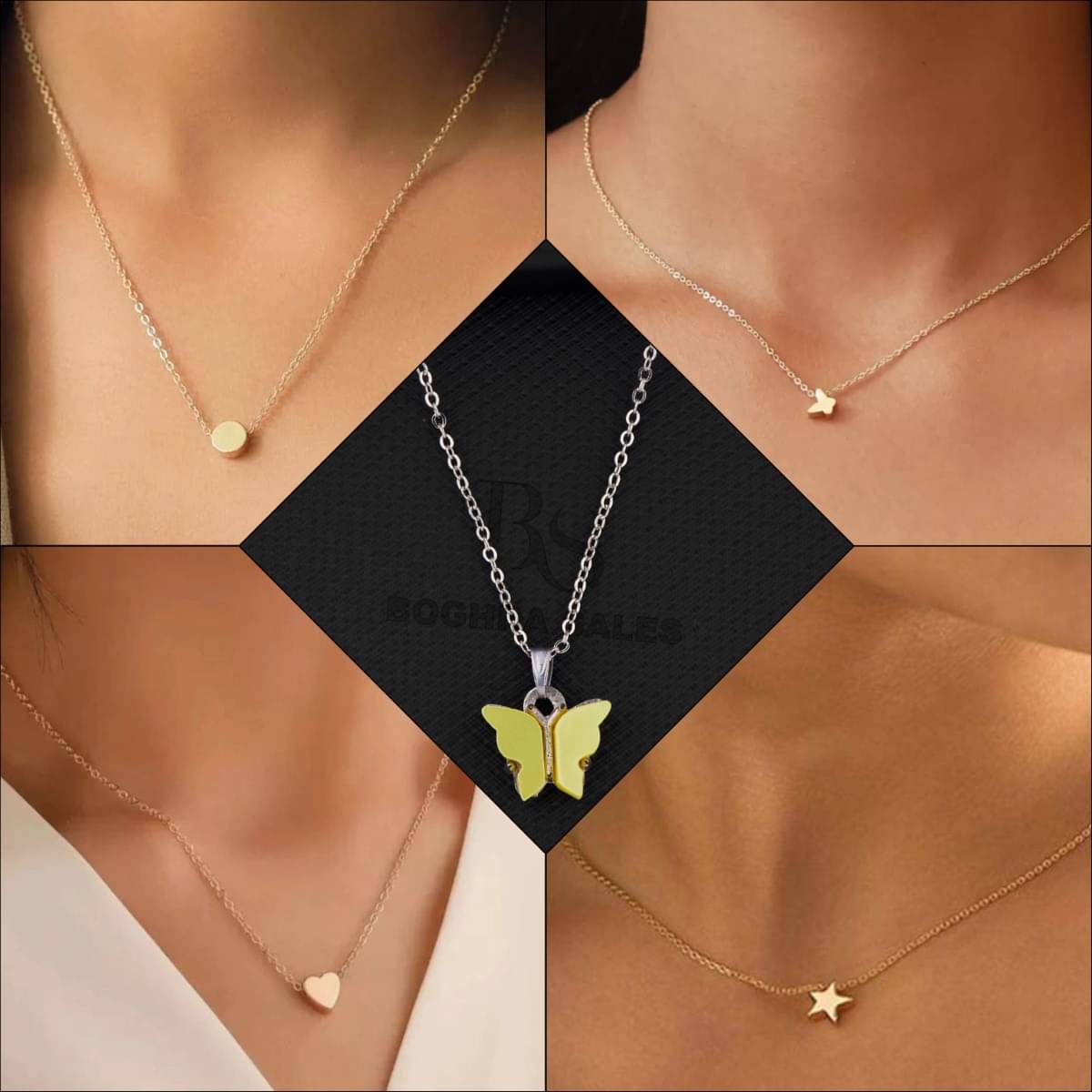 BOGHRA SALES Gold Pendant set ( Pack of 5 )     			BOGHRA SALES Gold Pendant set ( Pack of 5 )