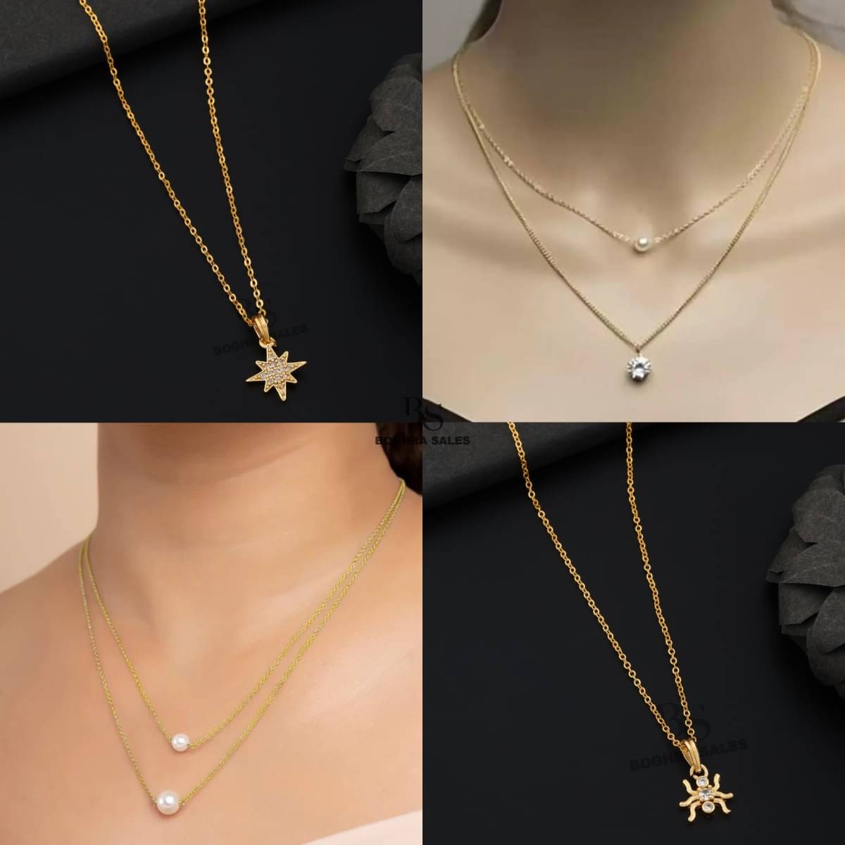     			BOGHRA SALES Gold Pendant set ( Pack of 4 )