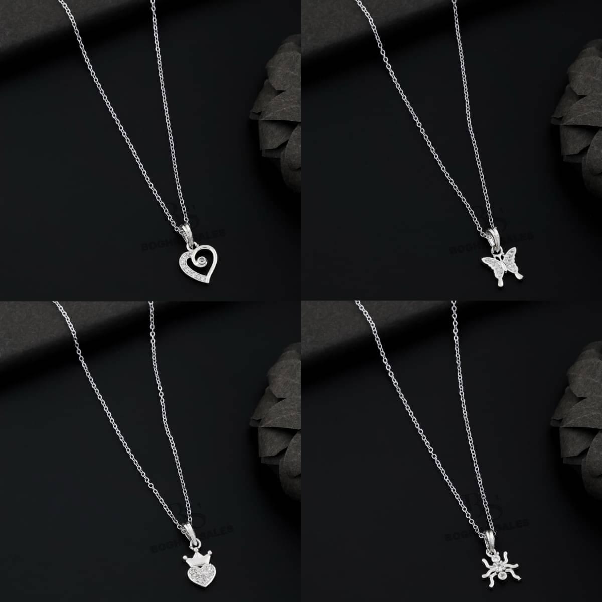 BOGHRA SALES Silver Pendant set ( Pack of 4 )     			BOGHRA SALES Silver Pendant set ( Pack of 4 )