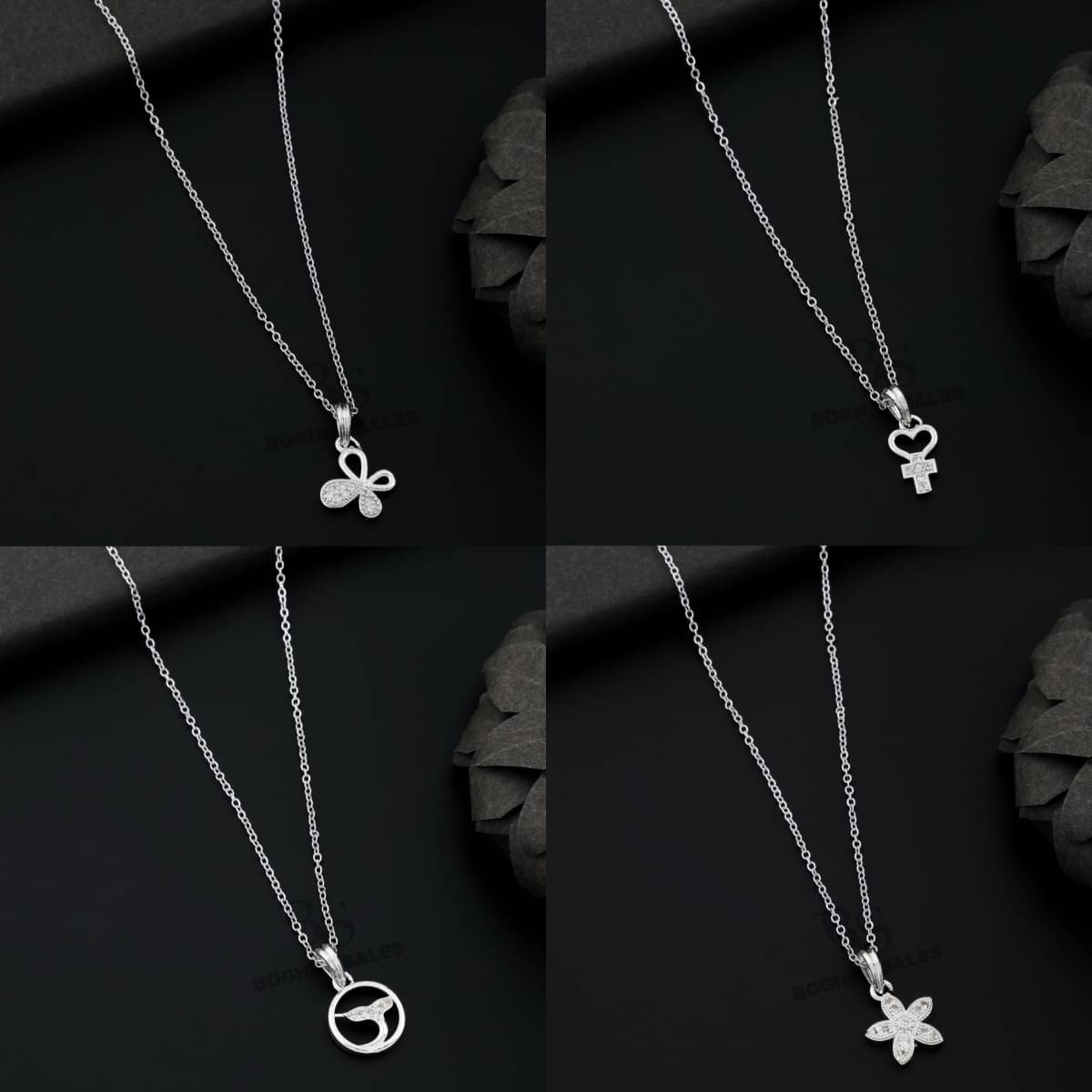 BOGHRA SALES Silver Pendant set ( Pack of 4 )     			BOGHRA SALES Silver Pendant set ( Pack of 4 )