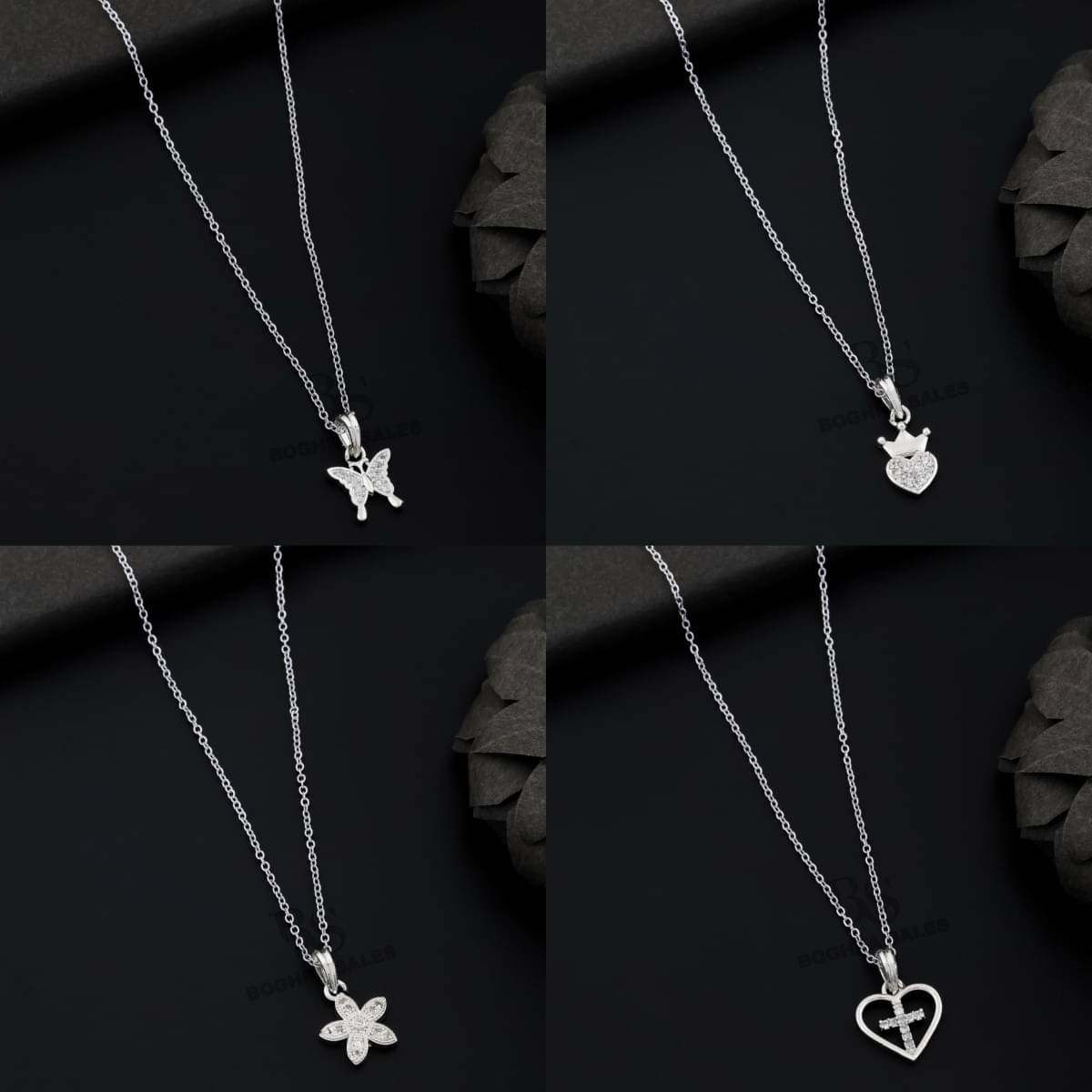 BOGHRA SALES Silver Pendant set ( Pack of 4 )     			BOGHRA SALES Silver Pendant set ( Pack of 4 )