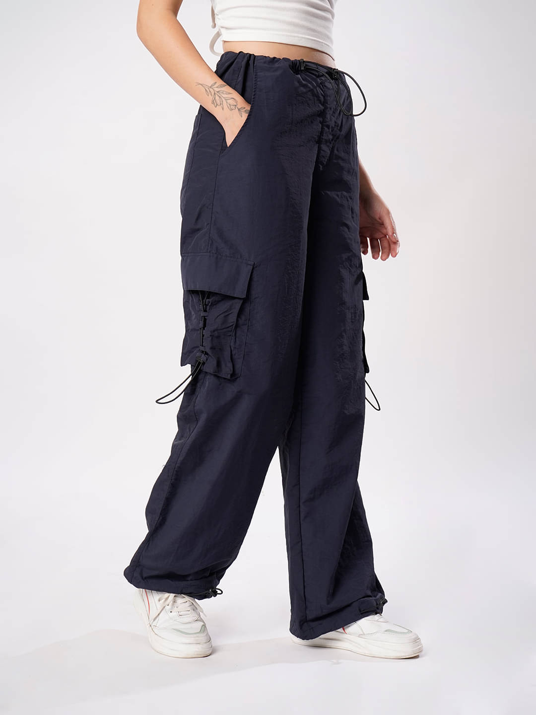     			Bene Kleed Pack of 1 Nylon Loose Women's Cargo Pants ( Navy )