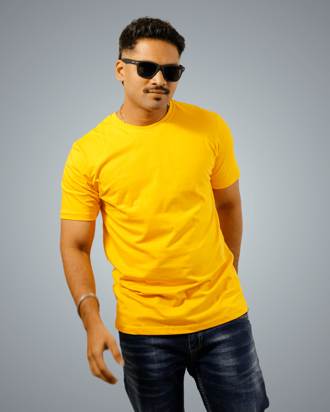 BlendCulture Men 100% Cotton Regular Fit Solid T-Shirt ( Mustard ) BlendCulture Men 100% Cotton Regular Fit Solid T-Shirt ( Mustard )