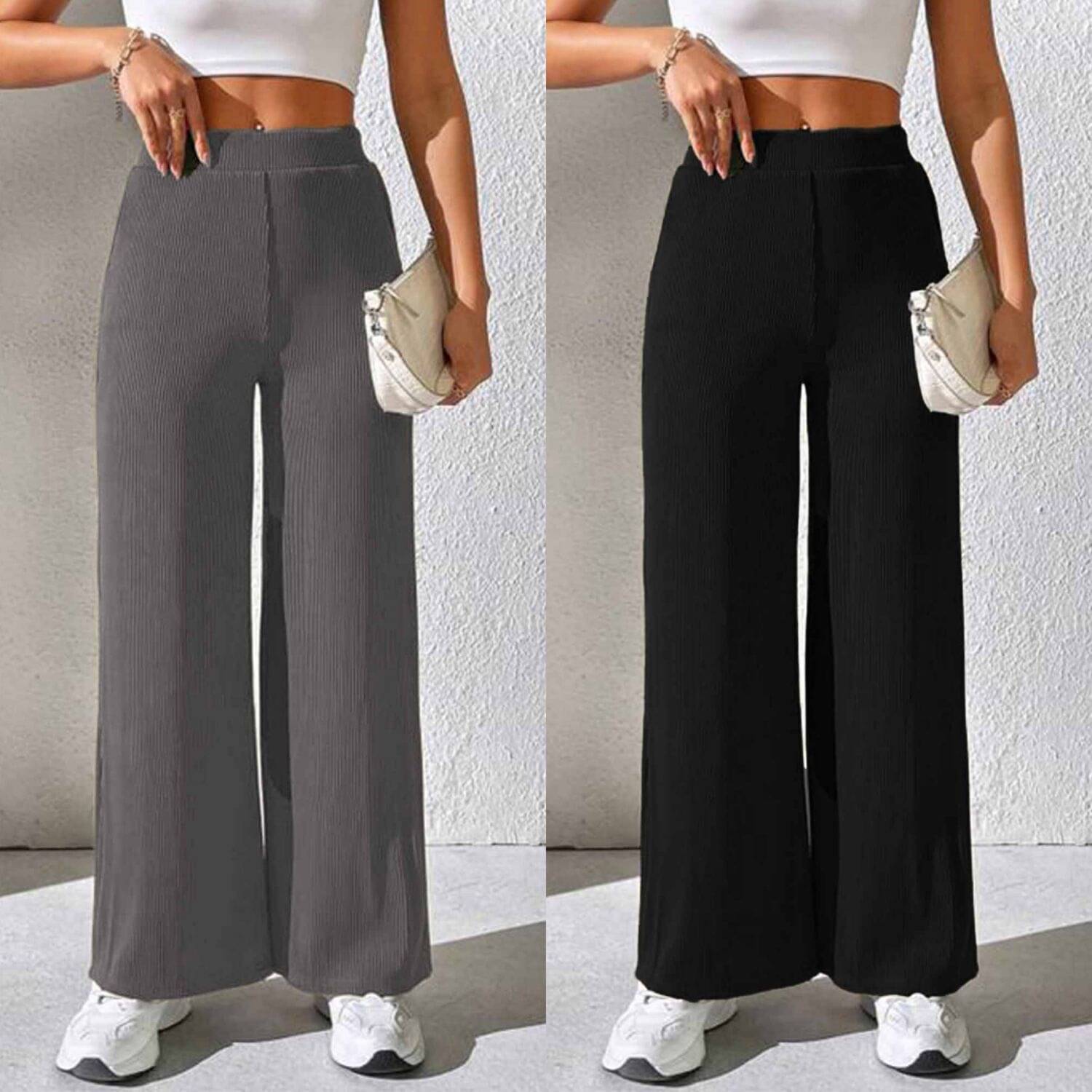     			CITYTALK Women Knitted Casual Pants ( Dark Grey,Black )