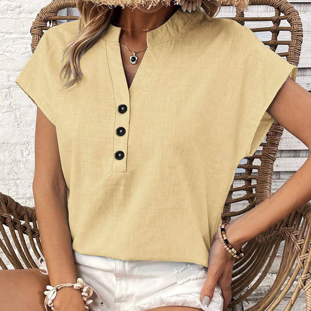     			Eyebogler Women's Linen Regular Top ( Beige )