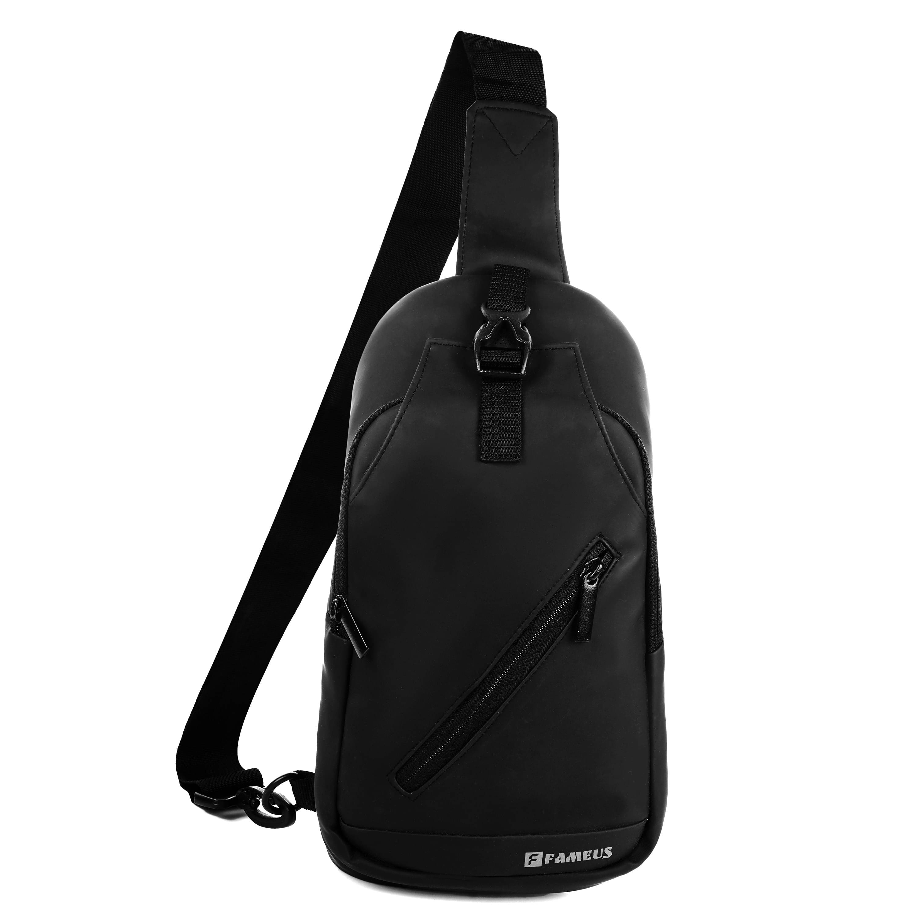     			FameUs Black Solid Messenger Bag